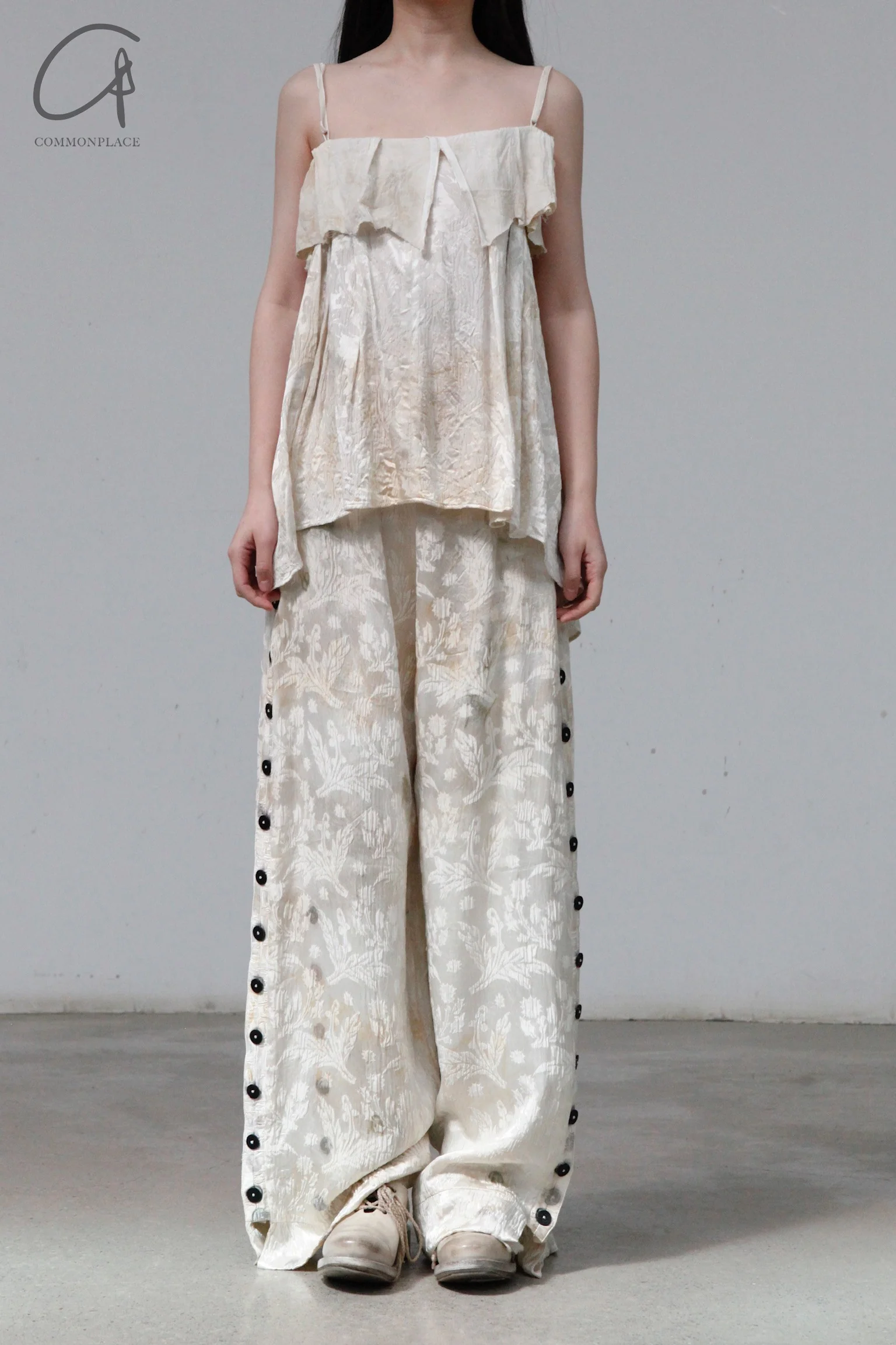 Mutedance 23 Spring/Summer Side Button Adjustable Silk Casual Pants MD-MD23SS40-HUARAN Flower Dye - Image 2