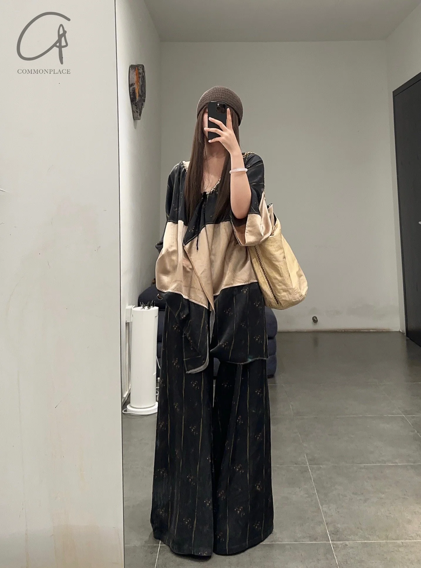 Mutedance 24 Spring/Summer Silk Elastic Waist Loose Pants MD-MD24SS13-SHENHE sepia PM114 - Image 16