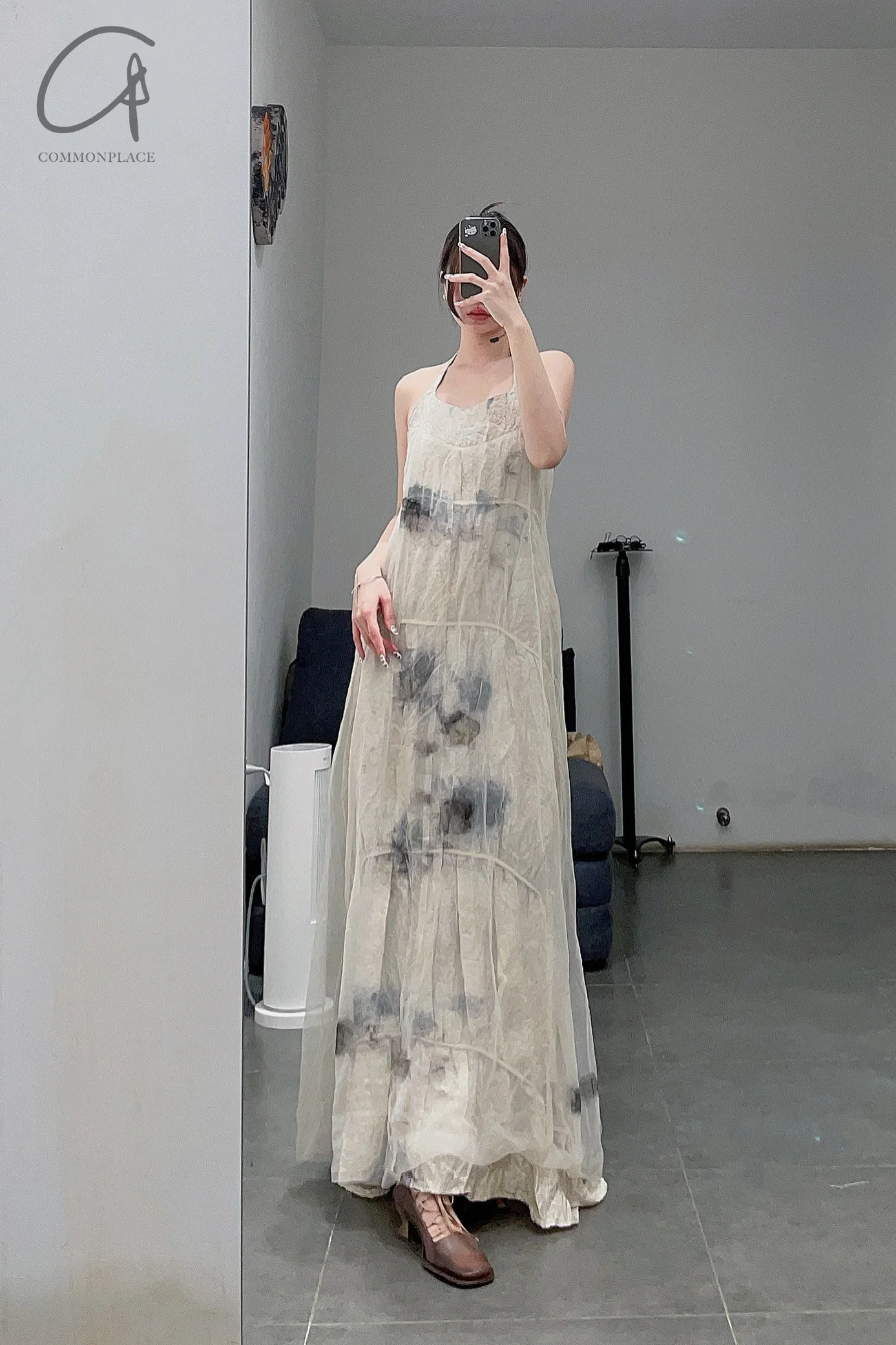 Mutedance 23 Spring/Summer Double-layer halter neck floral dress MD-MD23SS62-LUO Nude 62 PM59 - Image 17