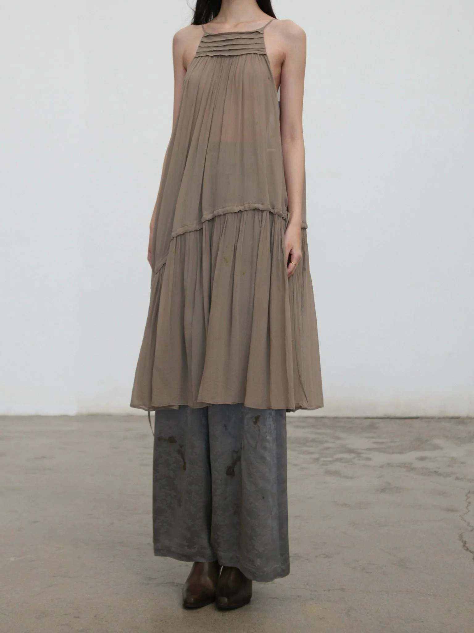 Mutedance Spring/Summer 2026 Floral Dyed Silk Loose-fitting Slip Dress MD-MD26SS13 - Image 4