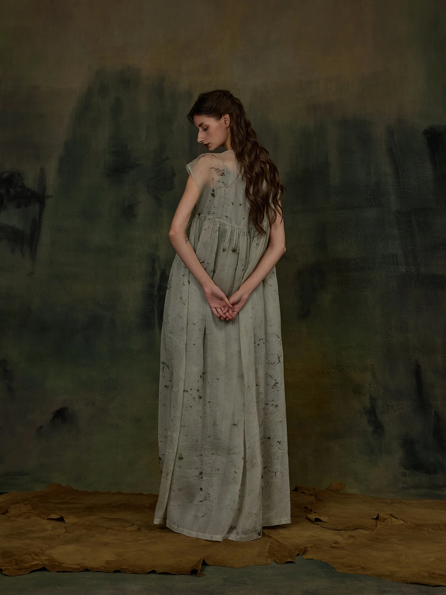 Mutedance Spring/Summer 2026 Floral Dyed Silk Sheer Round Neck Long Dress MD-MD26SS26 (MD26SS25) - Image 9
