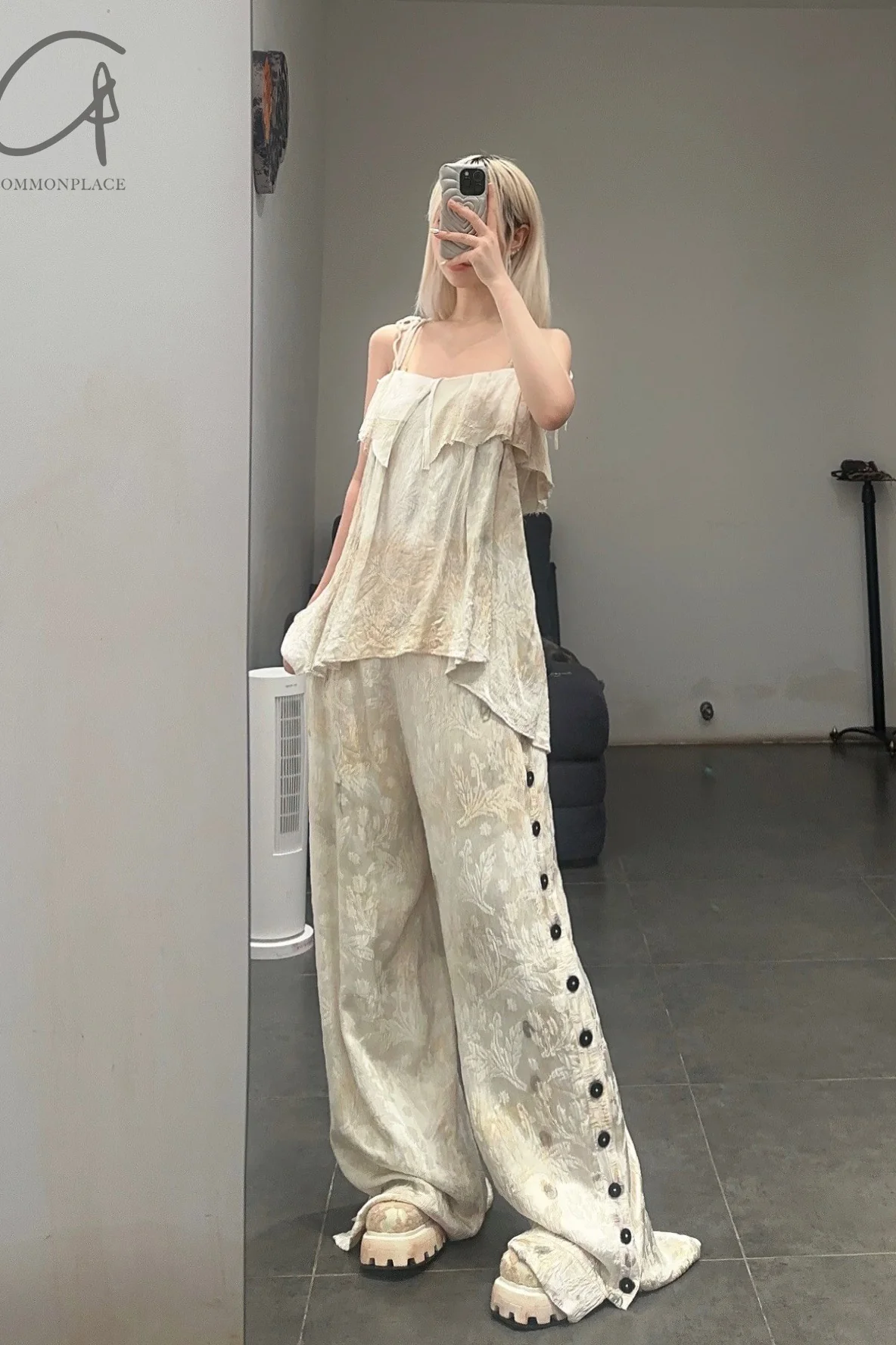 MUTEDANCE 23 Spring/Summer Handmade Flower Dye Vest Suspender Top MD-MD23SS81-HRB Flower Dye White 81 PM60 - Image 21