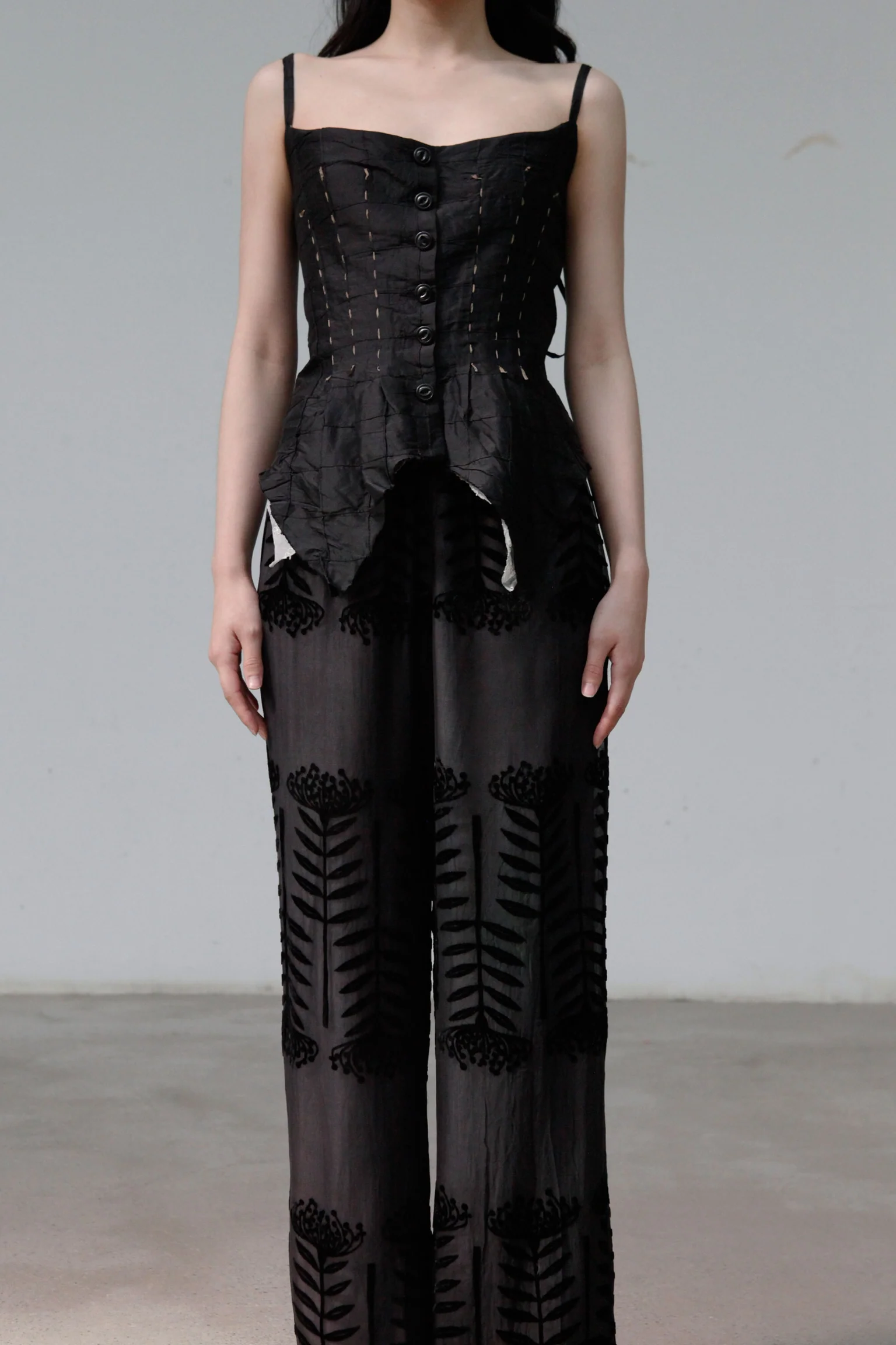 MUTEDANCE velvet floral trousers MD-MD22SS60-HEI black PM29 - Image 9