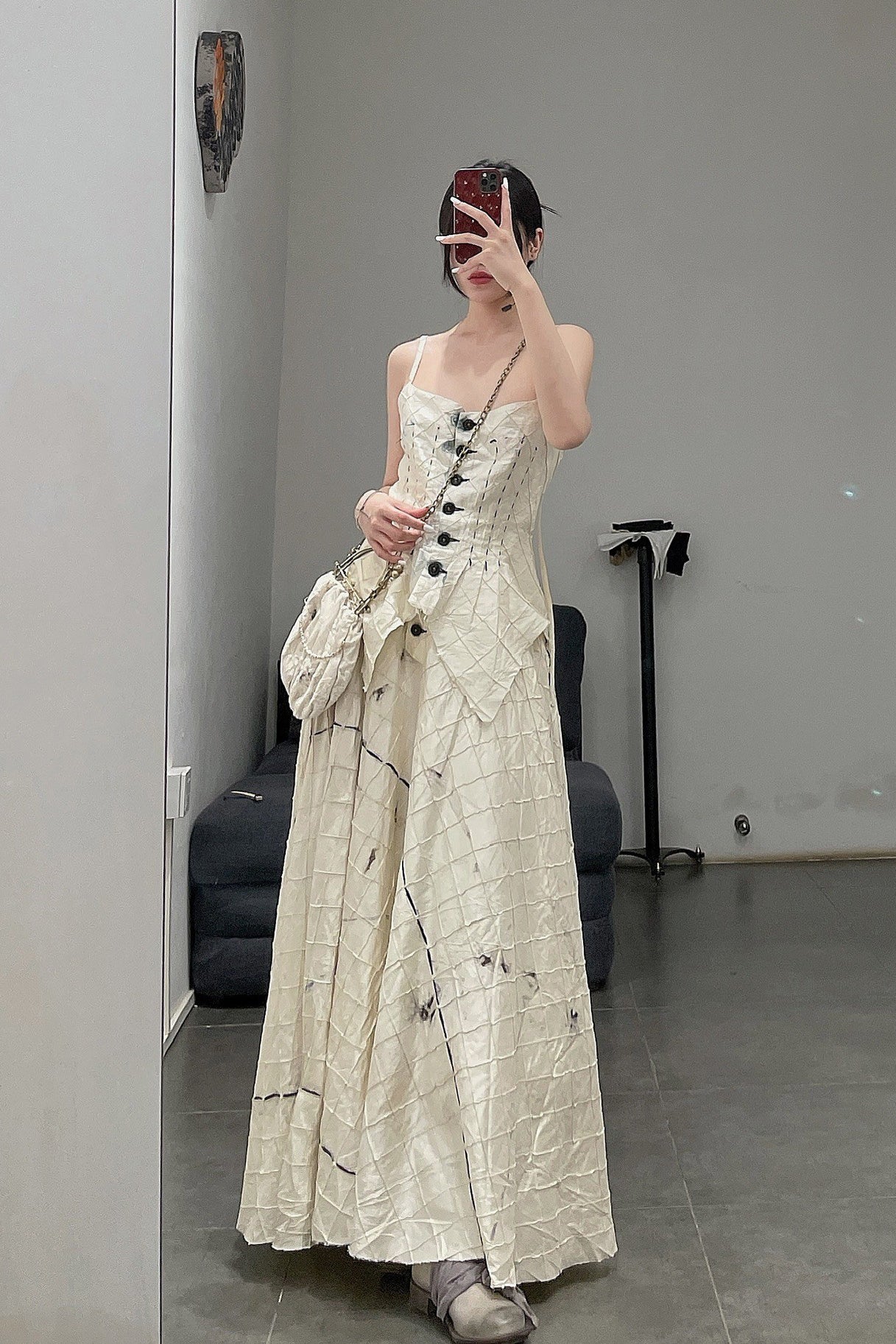 MUTEDANCE Wide Waist Silk Swing Skirt MD22SS54 Naked - Image 26