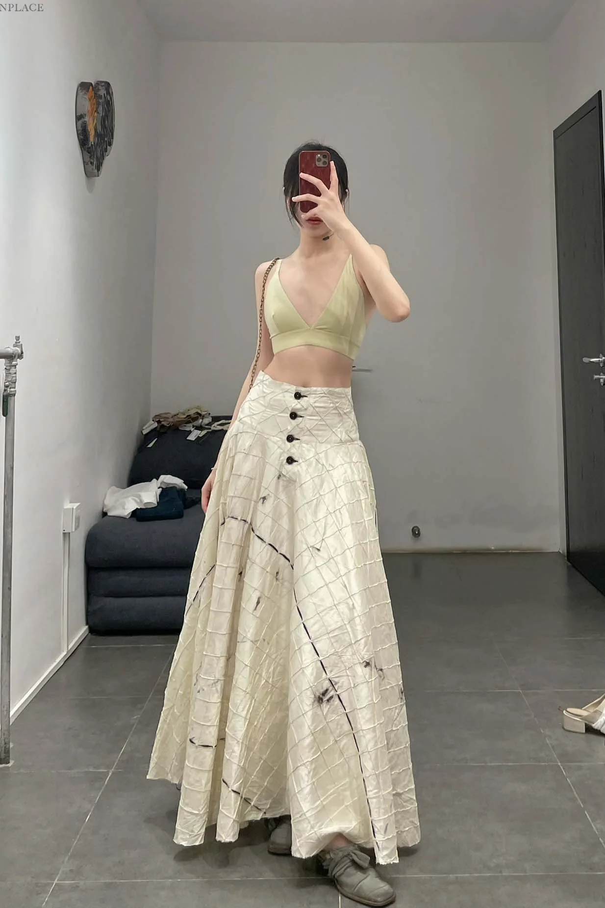 MUTEDANCE Wide Waist Silk Swing Skirt MD22SS54 Naked - Image 28