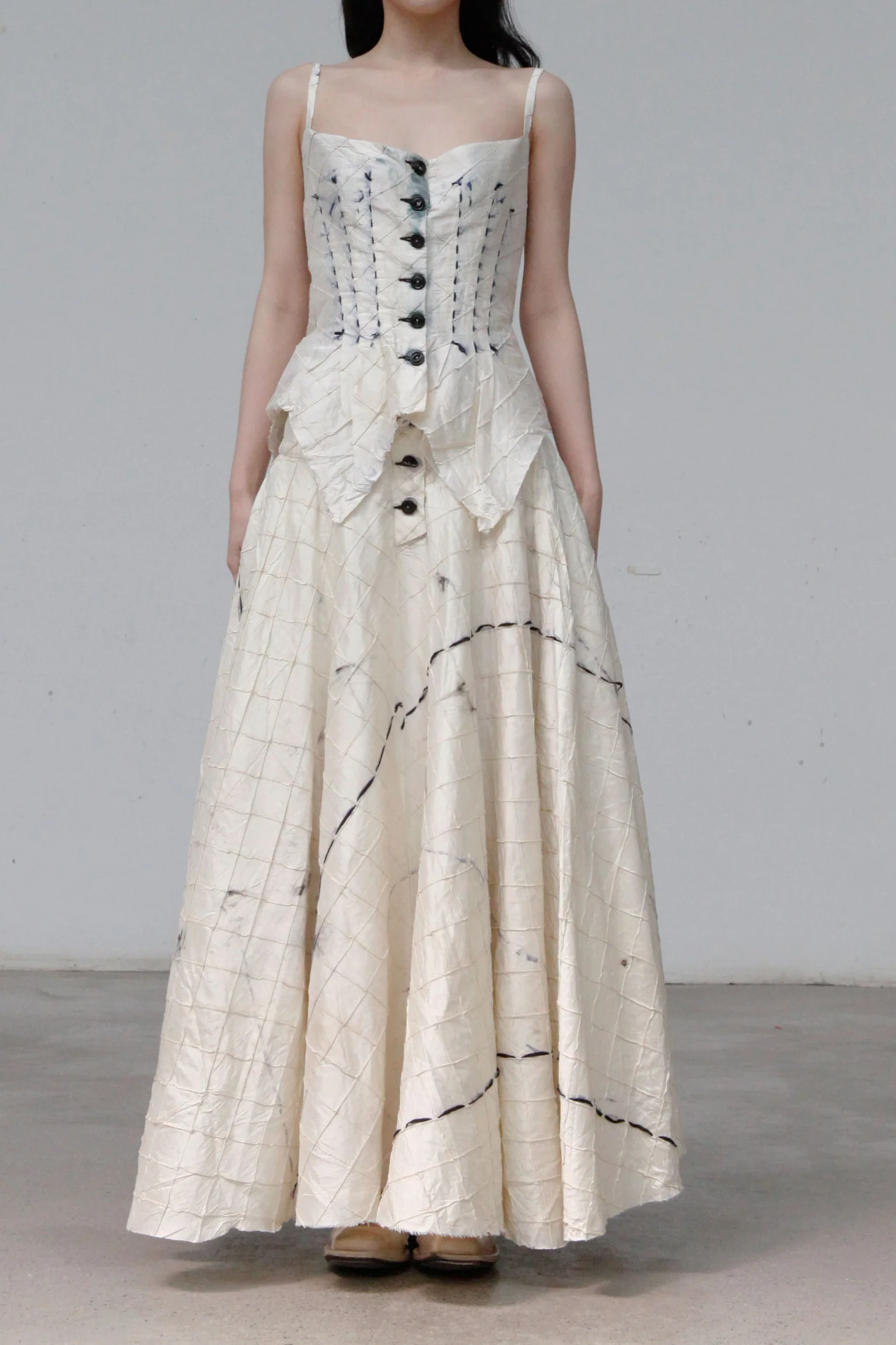 MUTEDANCE Wide Waist Silk Swing Skirt MD22SS54 Naked - Image 4