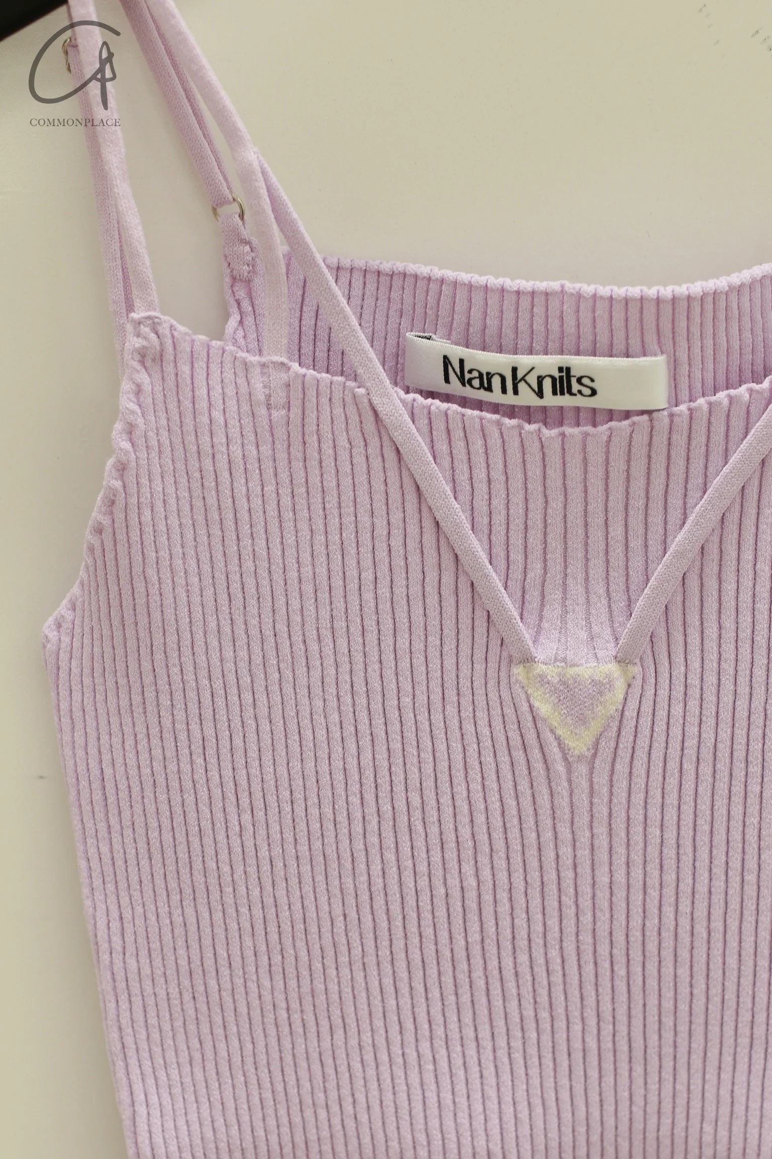 NAN KNITS 24 Spring/Summer Ribbed Suspenders NAN-N24SSCAM18-FEN Pink - Image 2