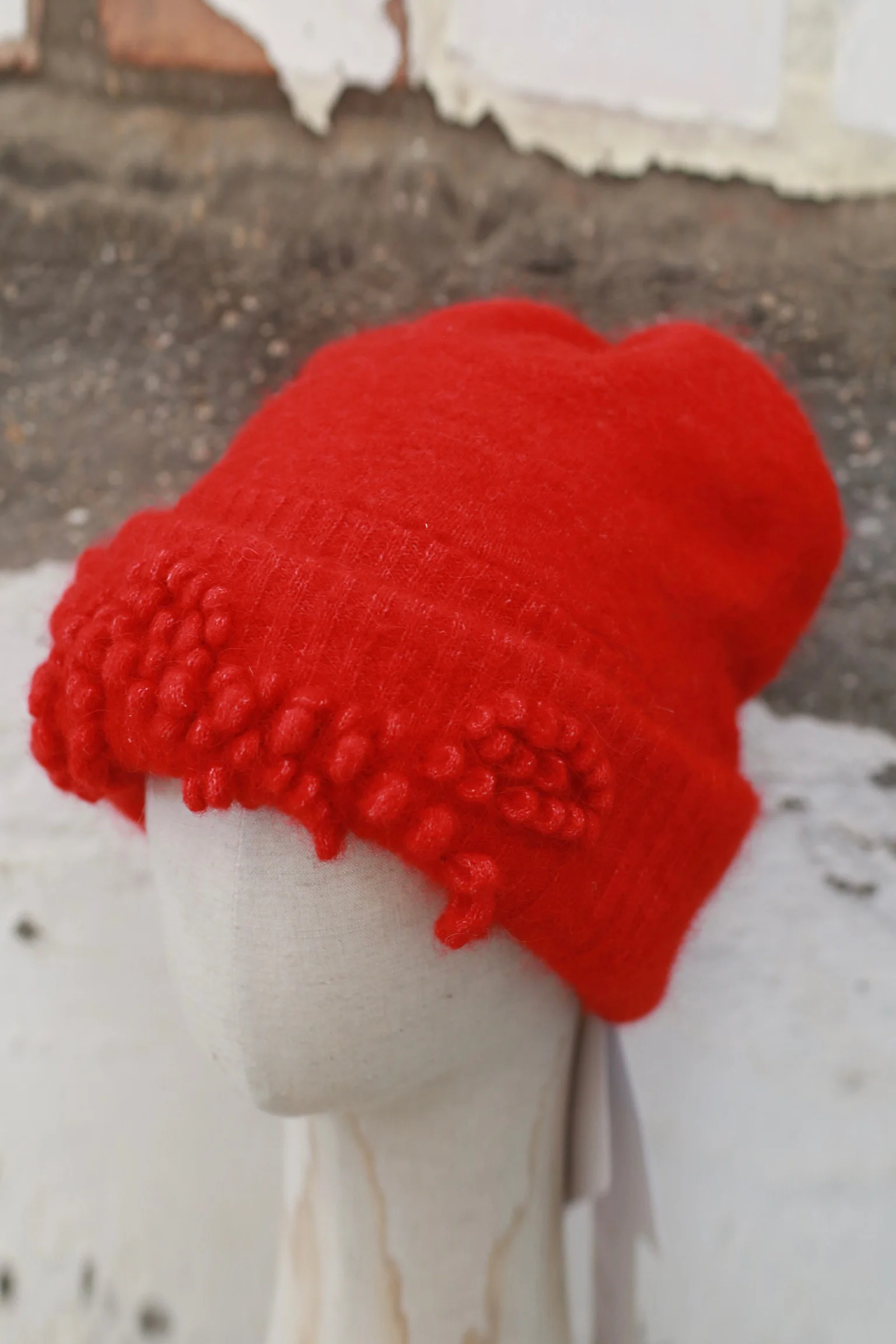 NAN KNITS 25 Autumn and Winter 3D Floral Beanie NAN-N25AWHAT01RED-HONG Red - Image 2