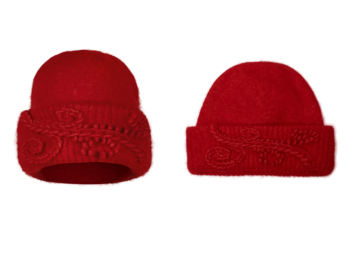 NAN KNITS 25 Autumn and Winter 3D Floral Beanie NAN-N25AWHAT01RED-HONG Red - Image 4