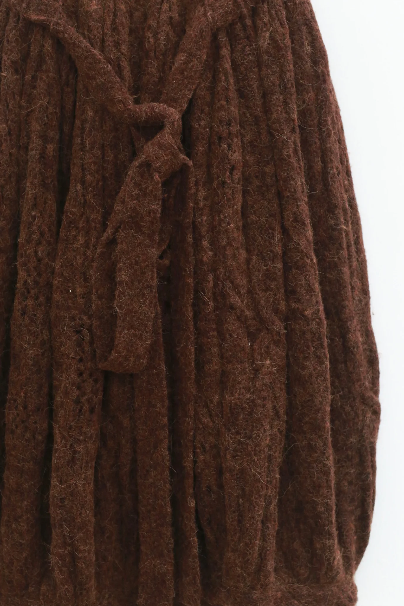 NAN KNITS 25 Autumn and Winter Cable Knit Thick Needle Pleated Skirt NAN-N25AWSK18BRO-ZONG Brown - Image 2