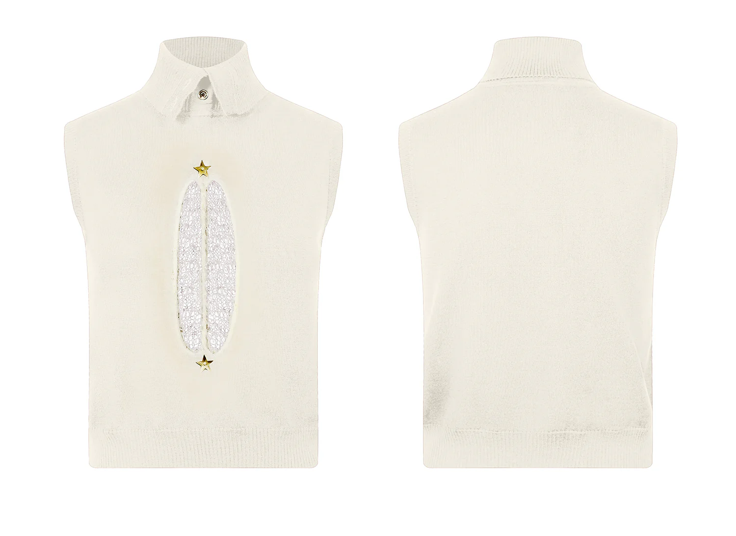NAN KNITS 25 Autumn and Winter Hollow Cable Star Vest NAN-N25AWVE04WHI-BAI White - Image 5
