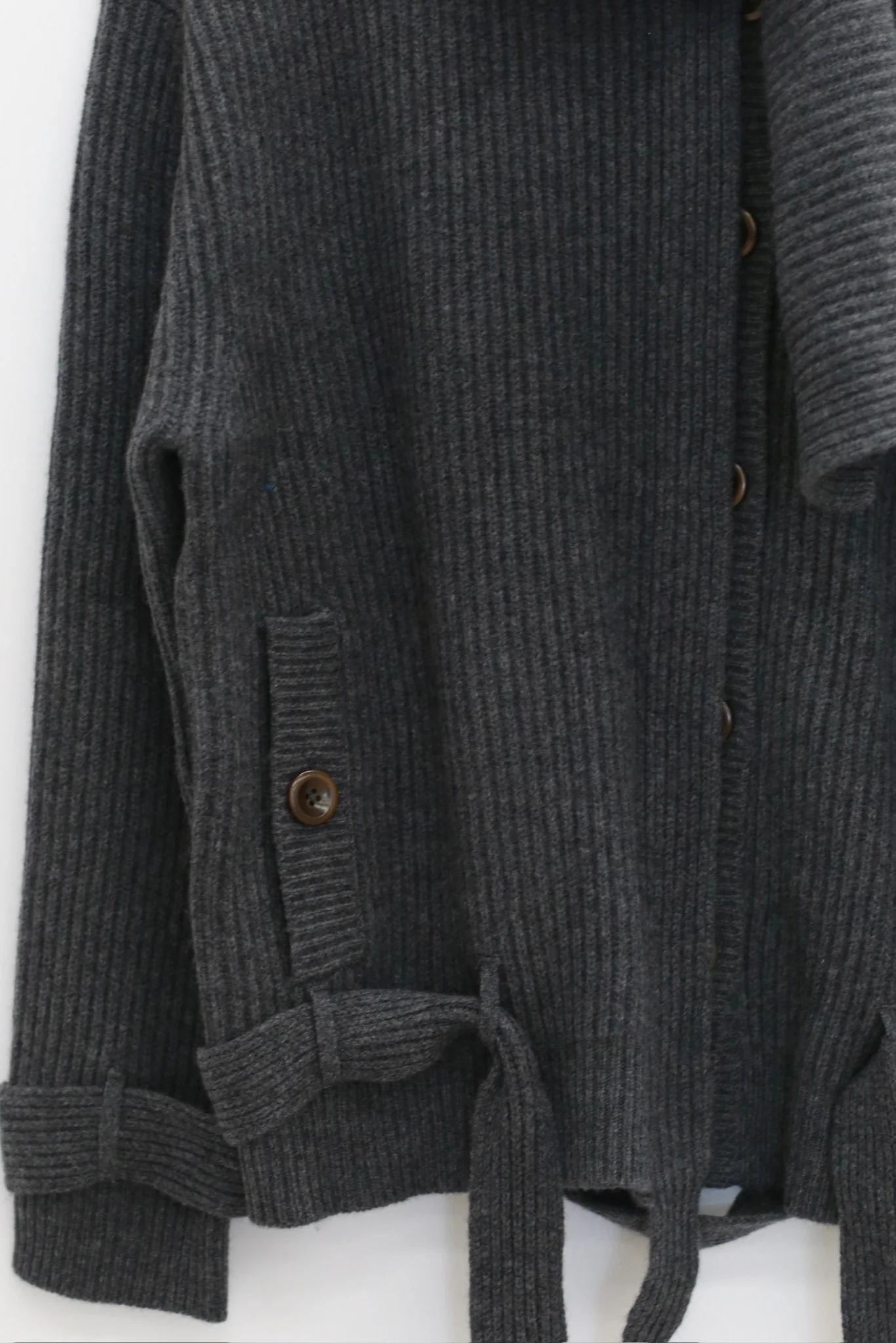 NAN KNITS 25 Autumn and Winter Ribbon Collar Slant Lapel Jacket NAN-N25AWCOA07GRA-SHENHUI Dark Gray - Image 6