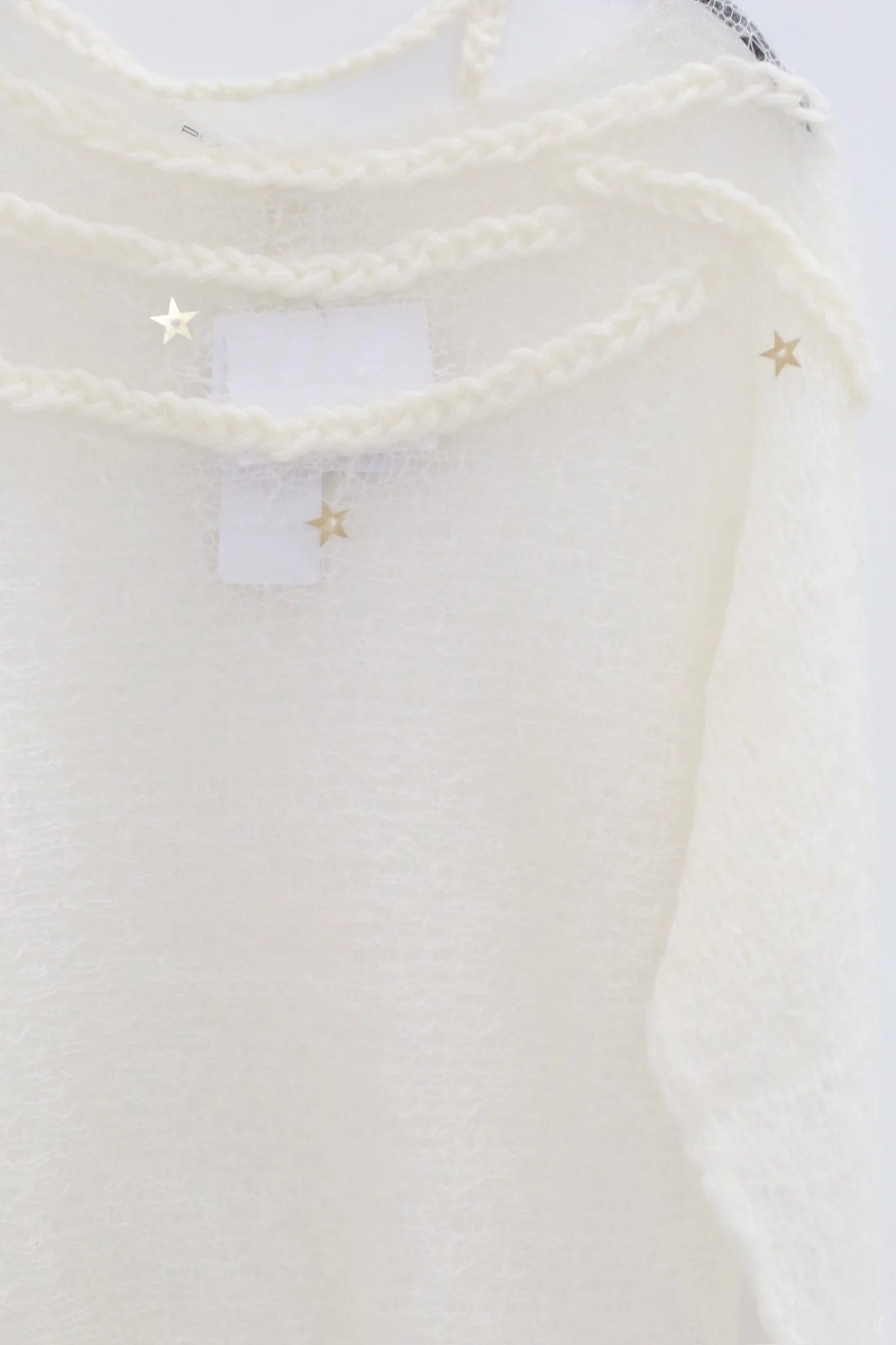 NAN KNITS 25 Autumn and Winter Three-dimensional Cable Hollow Sequin Cardigan NAN-N25AWJUM10WHI-BAI White - Image 2