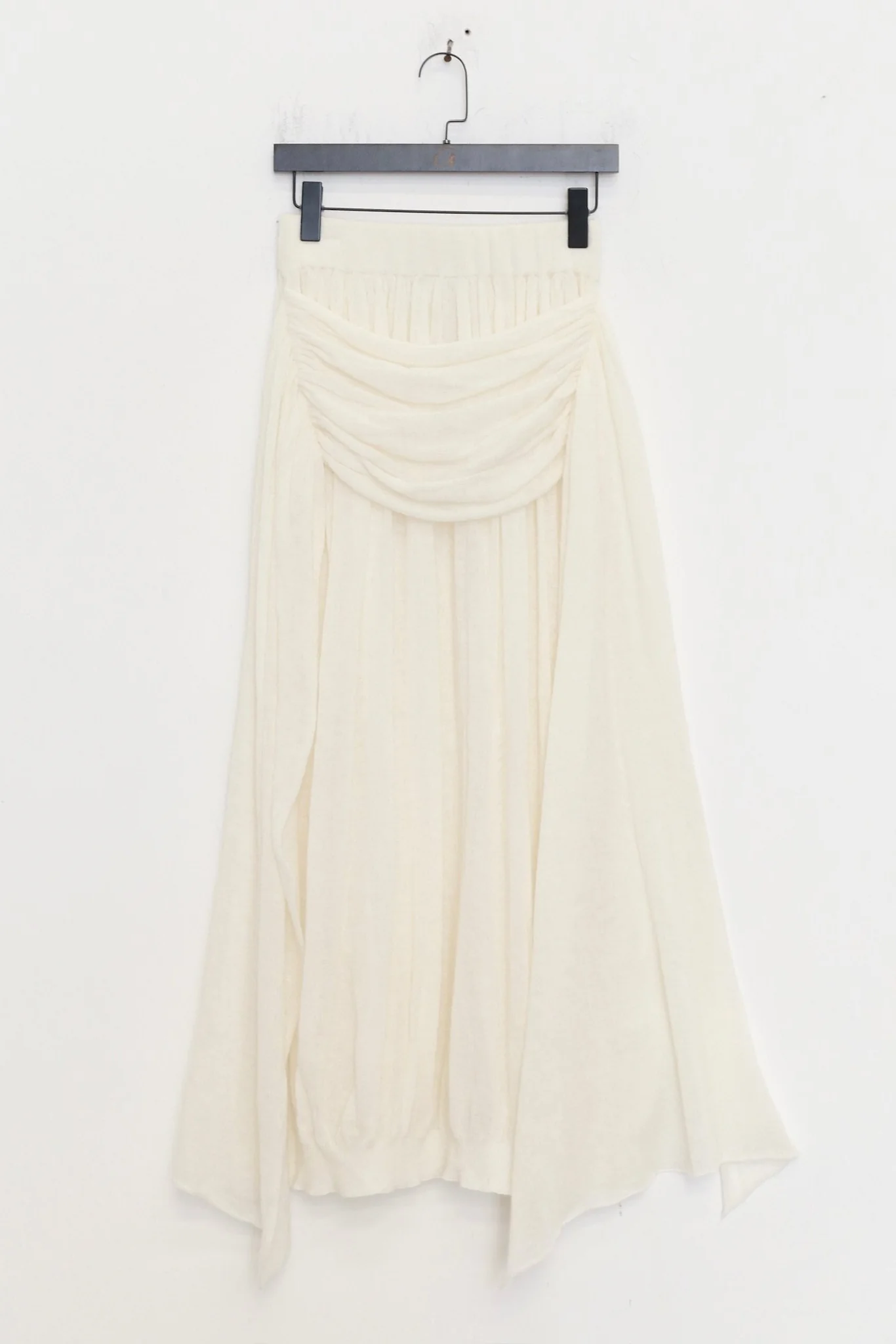 NAN KNITS 25 Autumn/Winter Ribbon Asymmetrical Neck Base Layer Top / Pleated Skirt NAN-N25AWSK12-BAI White Skirt (N25AWBAS08BRO)