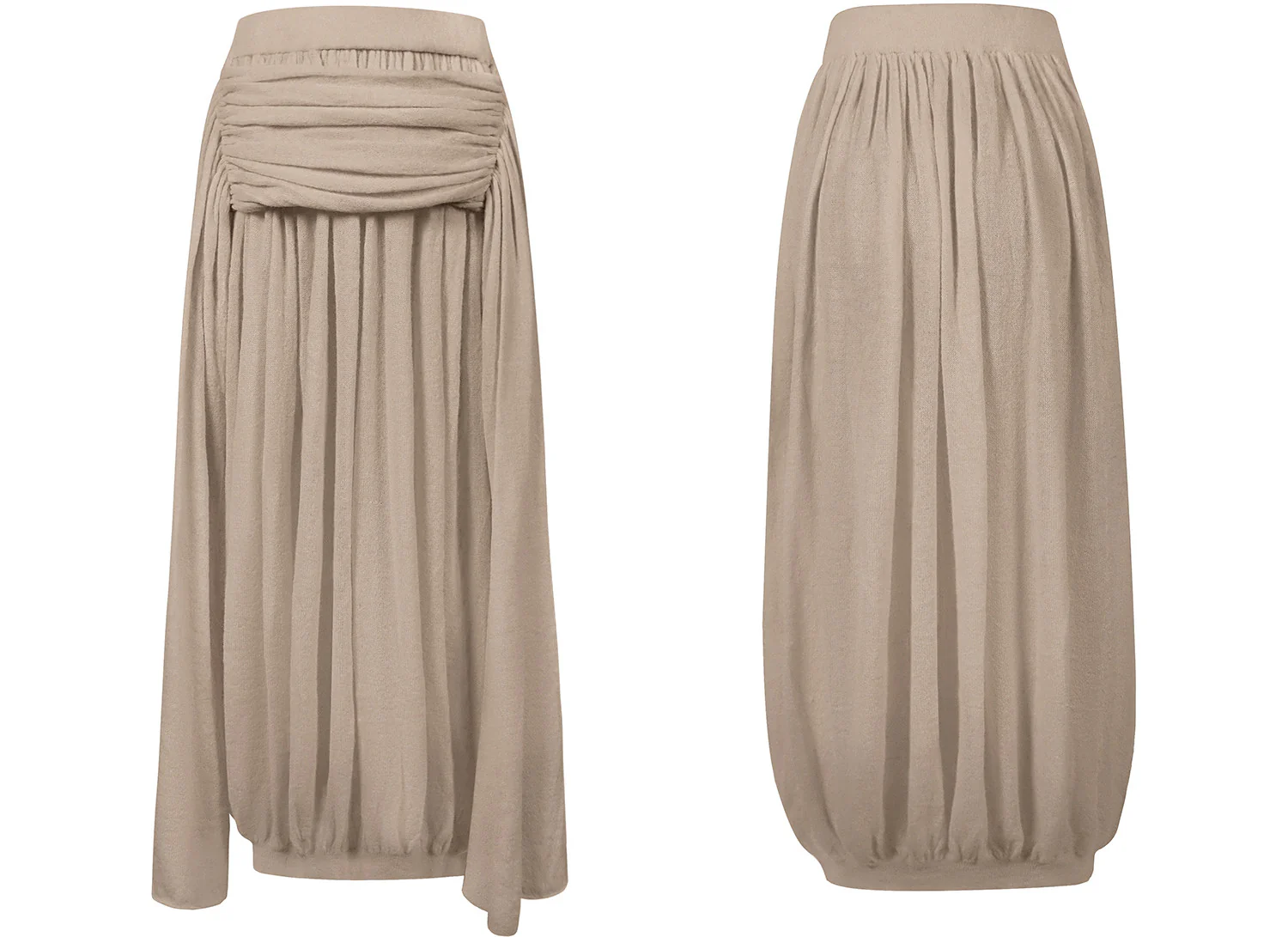 NAN KNITS 25 Autumn/Winter Ribbon Asymmetrical Neck Base Layer Top / Pleated Skirt NAN-N25AWSK12-KQ Khaki Skirt (N25AWBAS08BRO) - Image 5