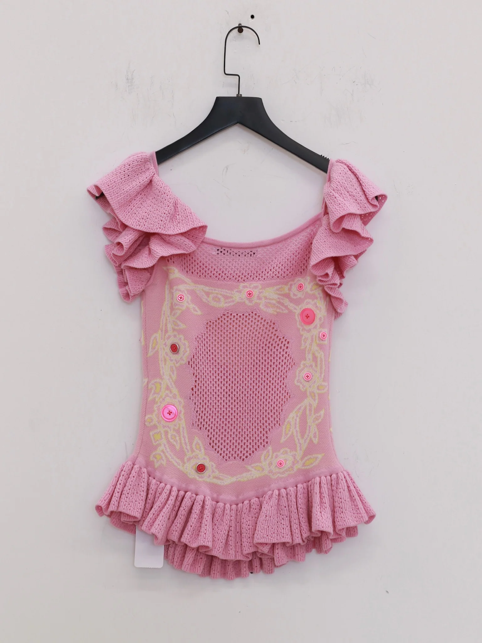 NAN KNITS 25 Spring/Summer Button Jacquard Top NAN-N25SSBL11PIN-FEN Pink - Image 4
