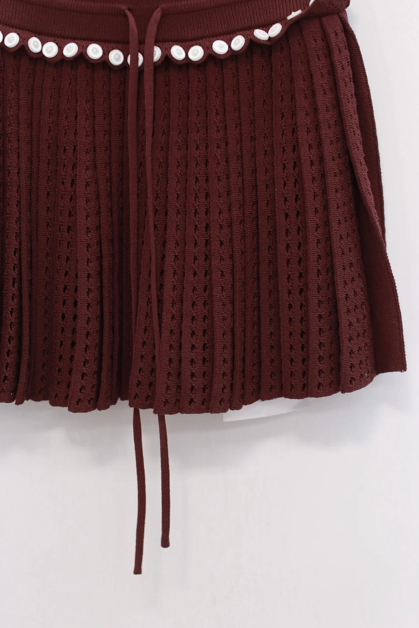 NAN KNITS 25 Spring/Summer Hollow Pleated Skirt NAN-N25SSSK13RED-JH Burgundy - Image 2