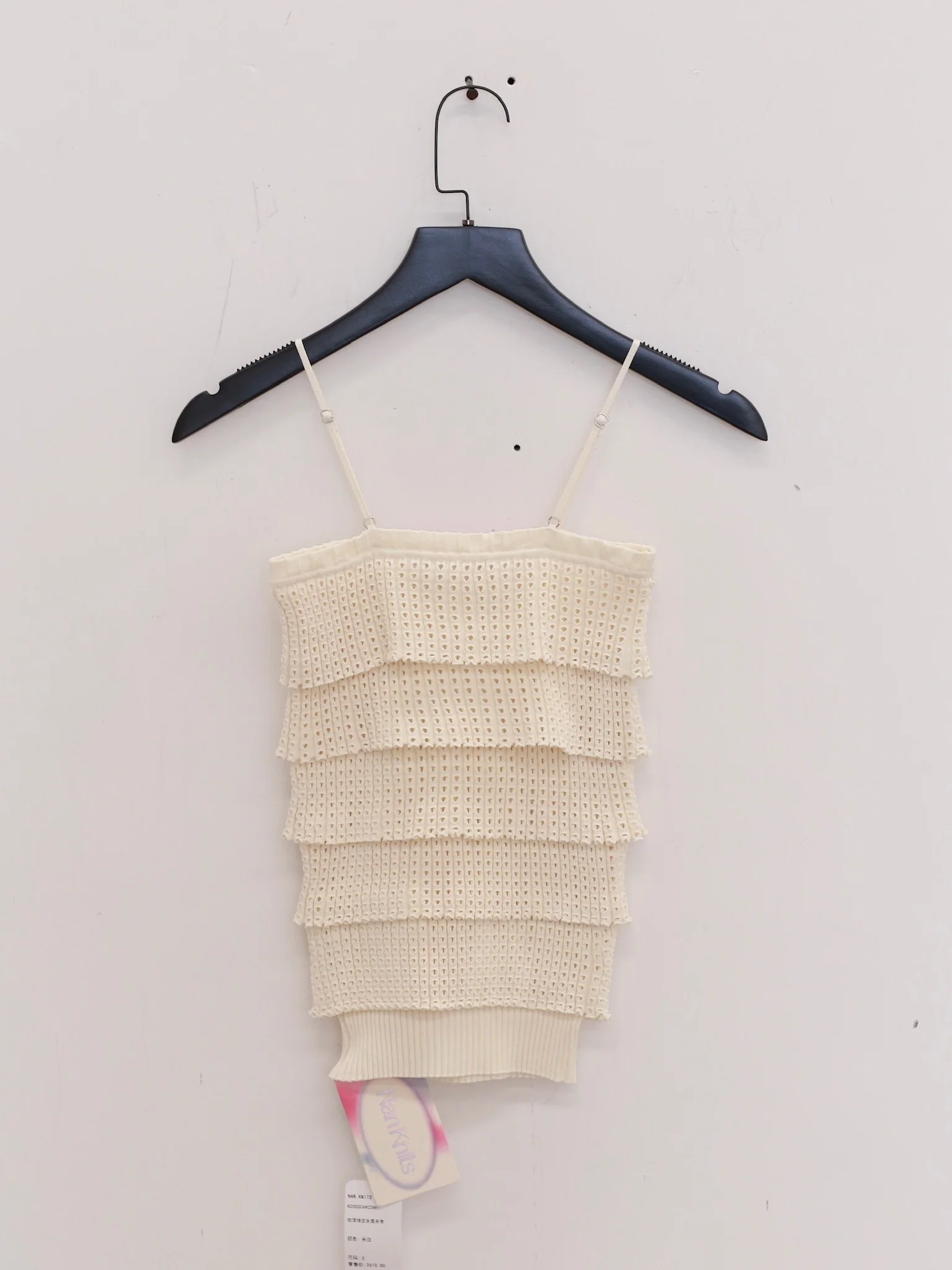 NAN KNITS 25 Spring/Summer Rose Hollow Multilayer Suspender NAN-N25SSCAM02WHI-MB Beige - Image 4