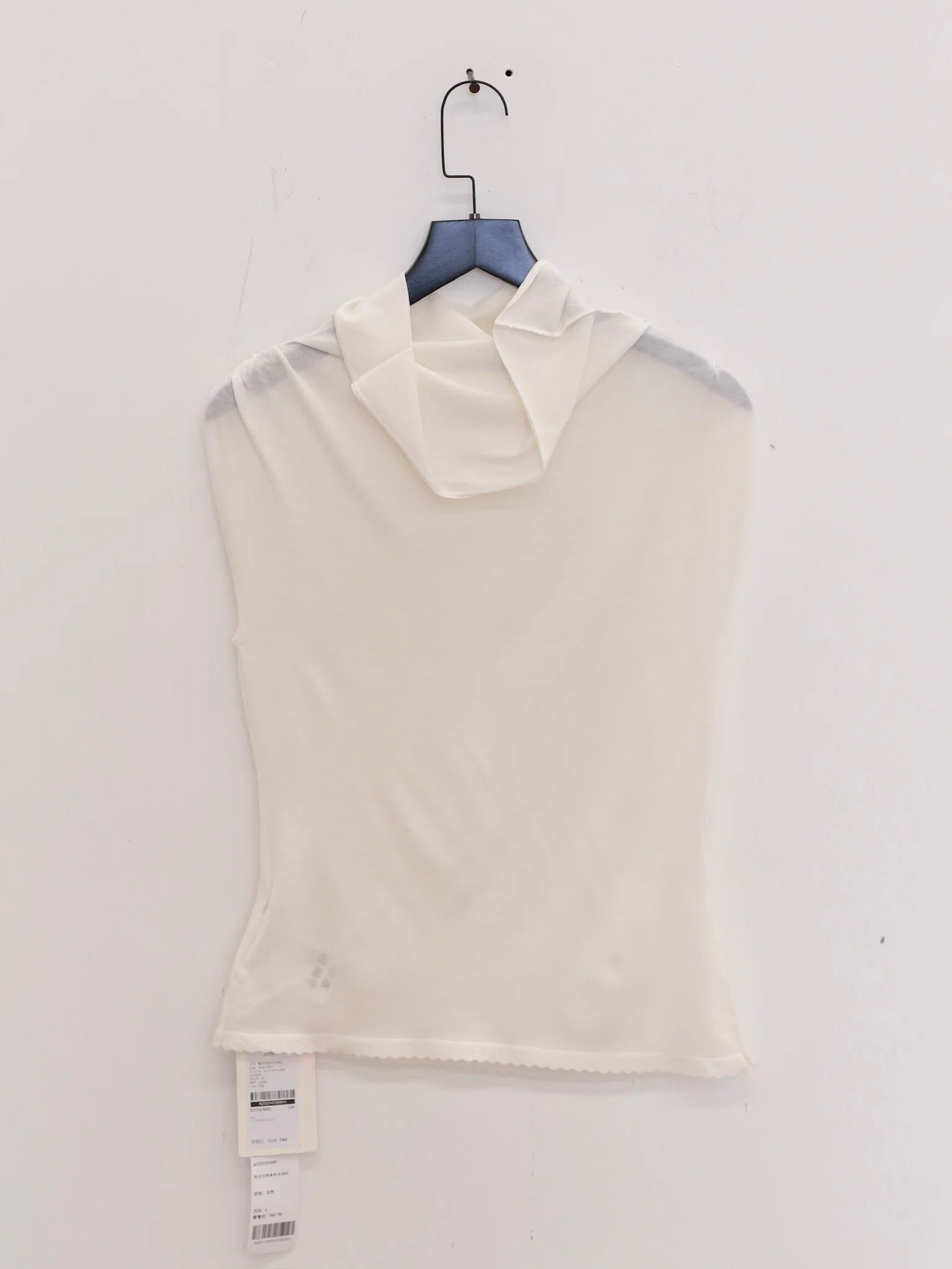 NAN KNITS 25 Spring/Summer Turtleneck Beaded Wool Sleeveless Top NAN-N25SSVE06WHI-BAI White - Image 4