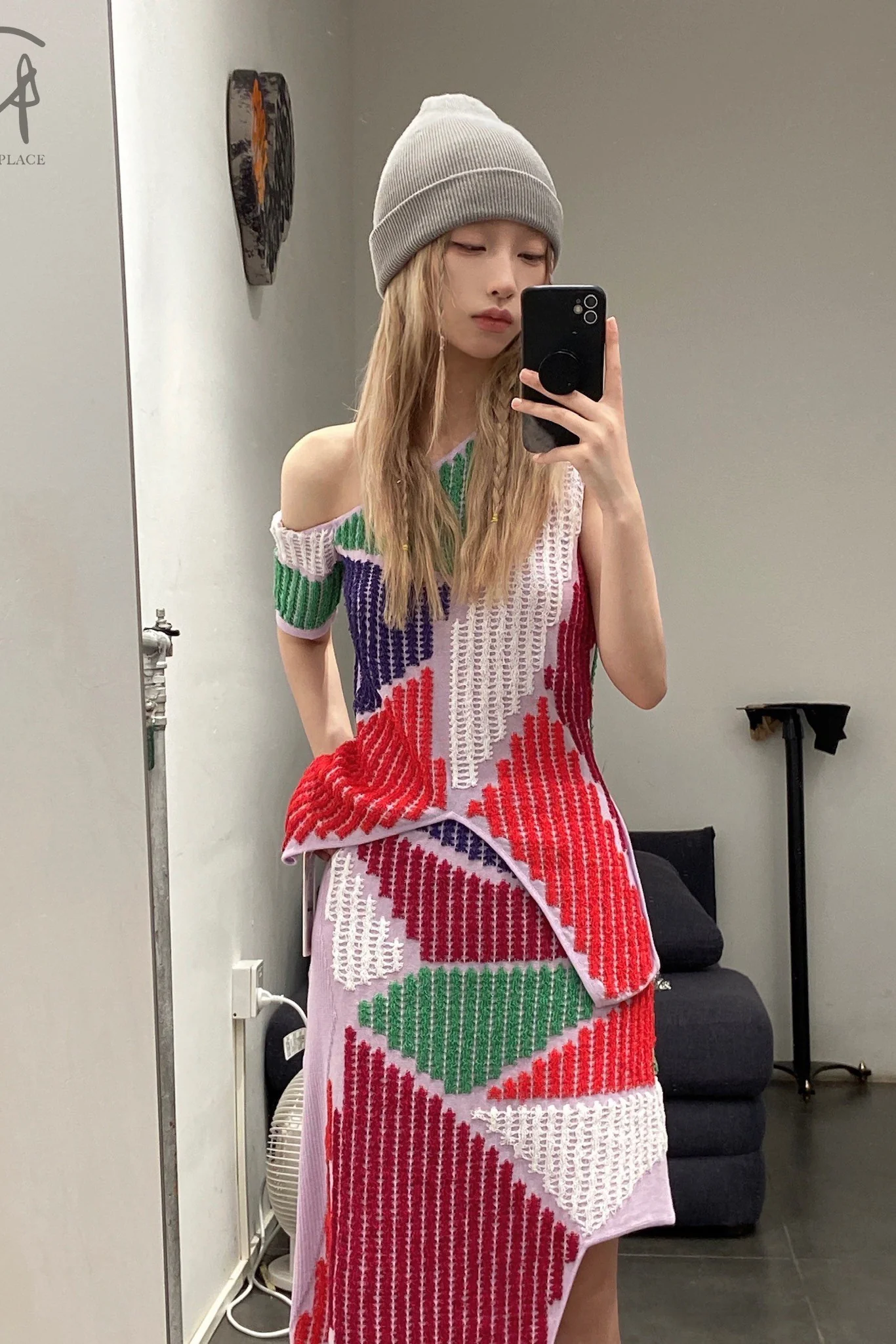 NAN KNITS Asymmetric Paper Flower Texture Short Sleeve A21021923 Color - Image 5