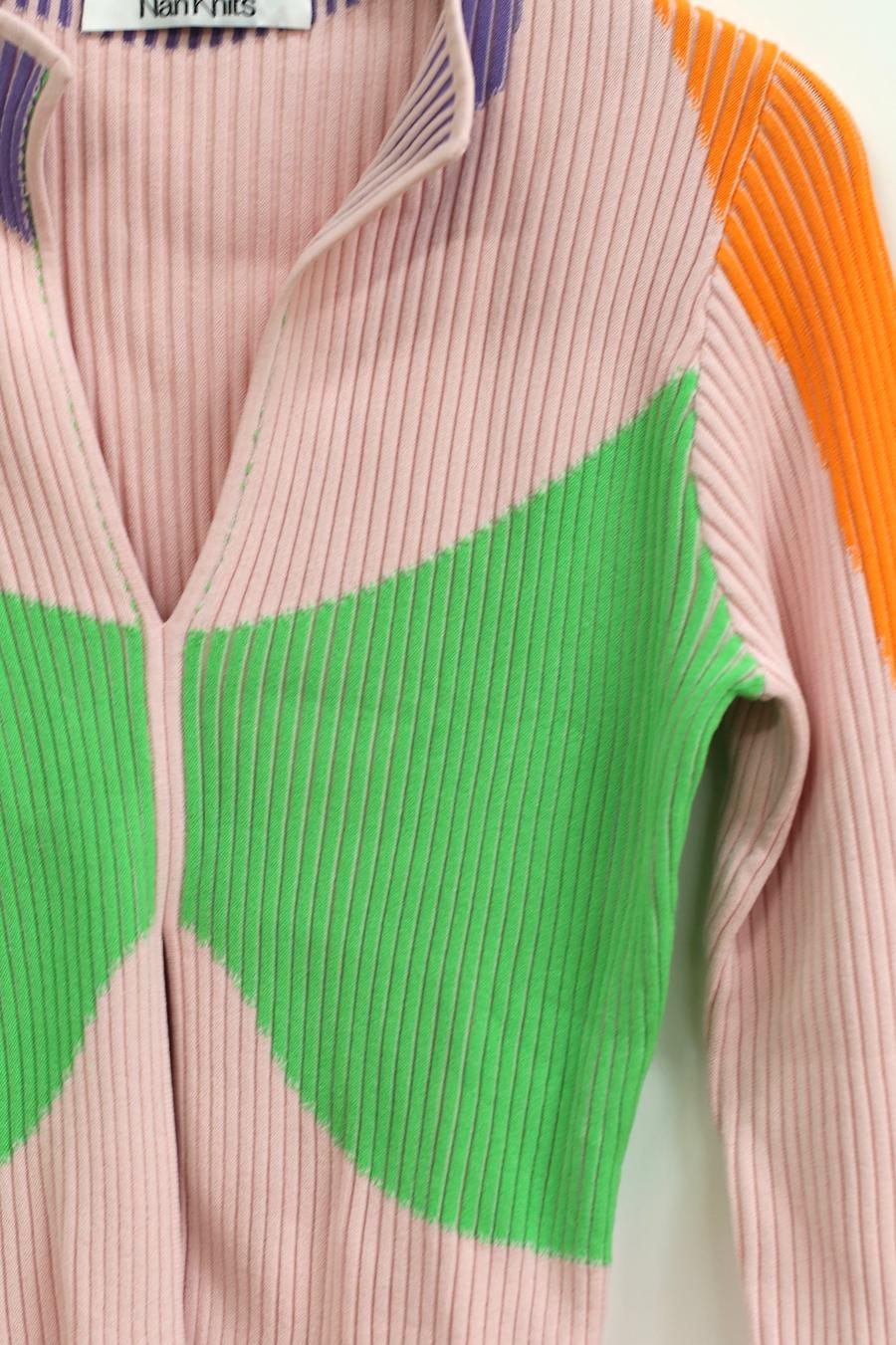 NAN KNITS Colorblock Pit Sweater 22011022 Pink - Image 4