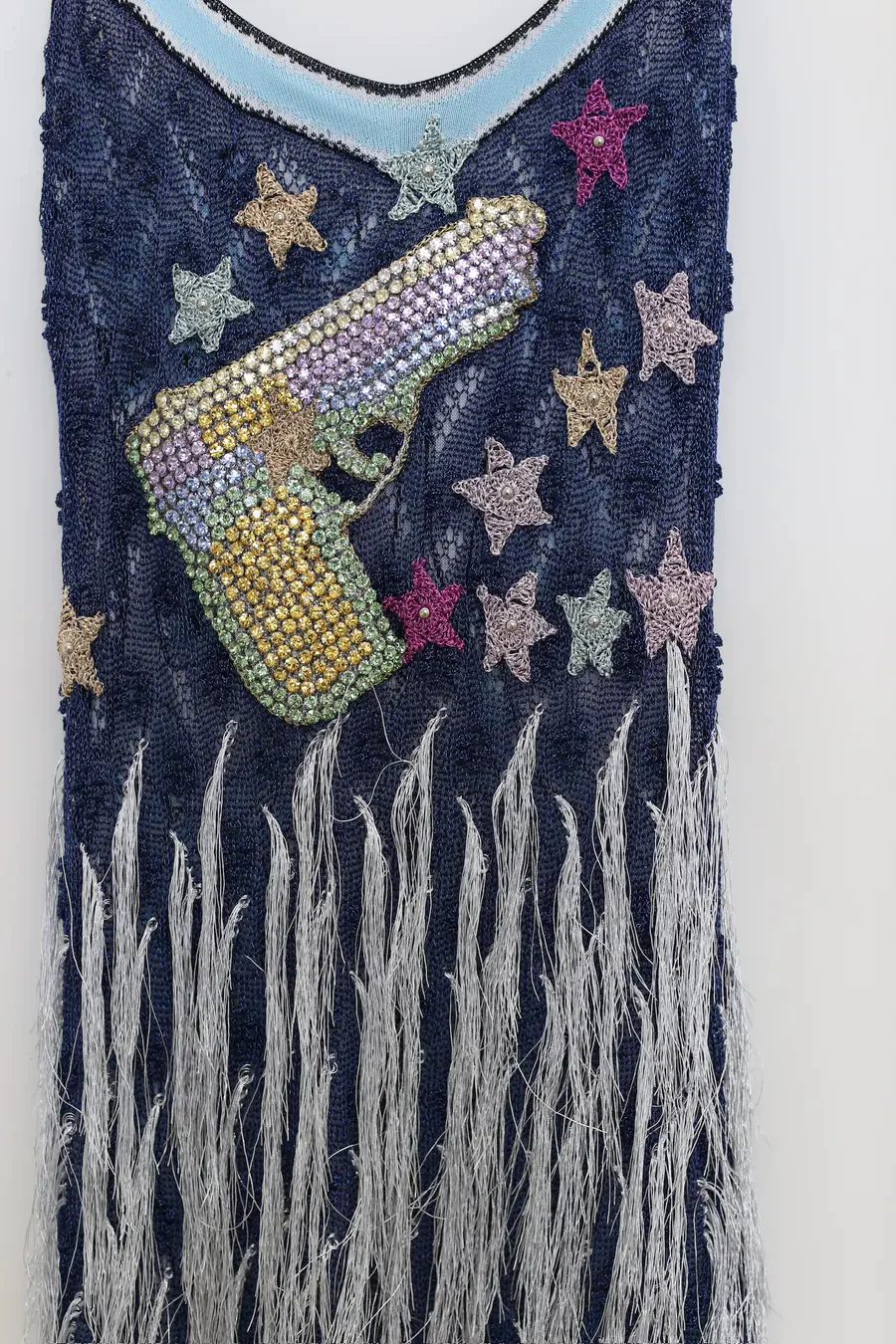 NAN KNITS Crochet fringe long dress N24SSDR30 dark blue - Image 2