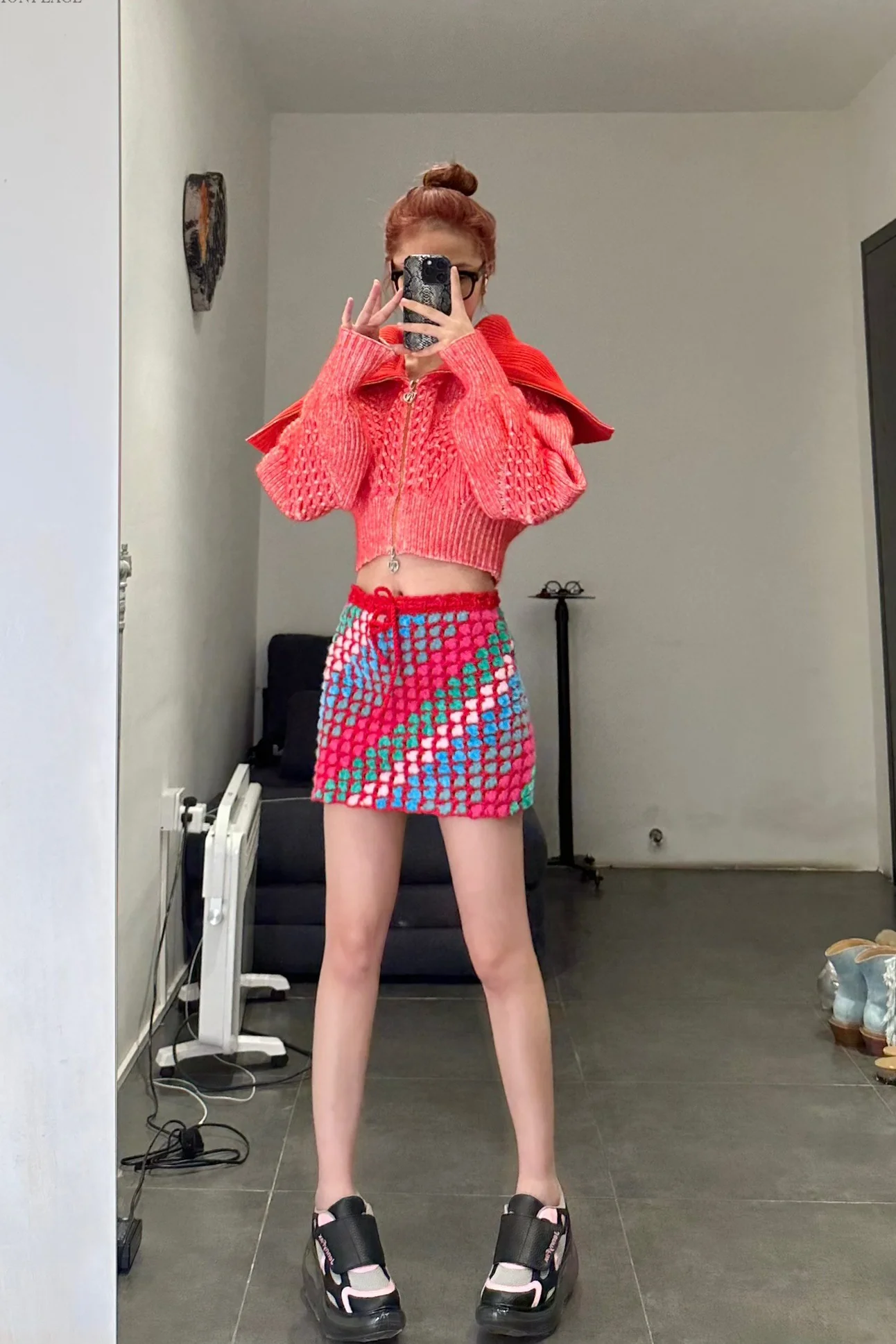 NAN KNITS crochet twill mini skirt 22011124 pink - Image 23