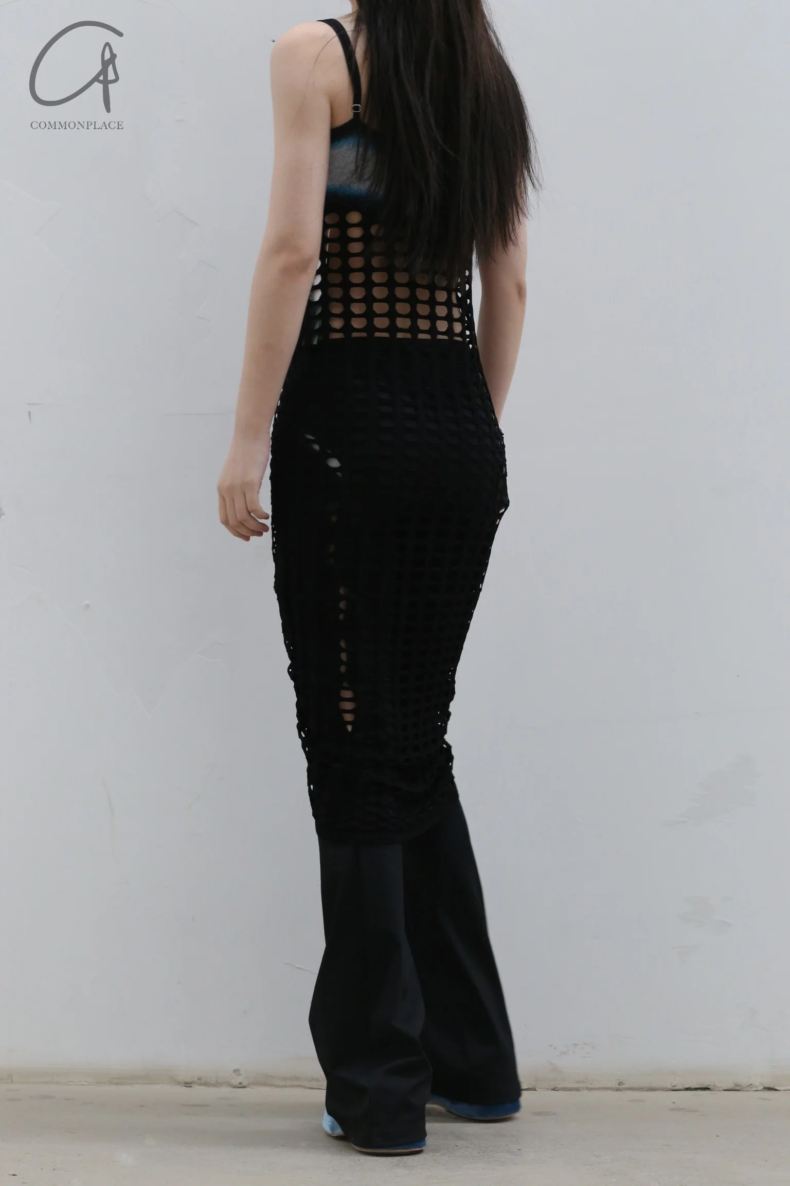NAN KNITS Eyelet Drawstring Slip Dress (With Inside Lay) 22051680 Black - Image 9