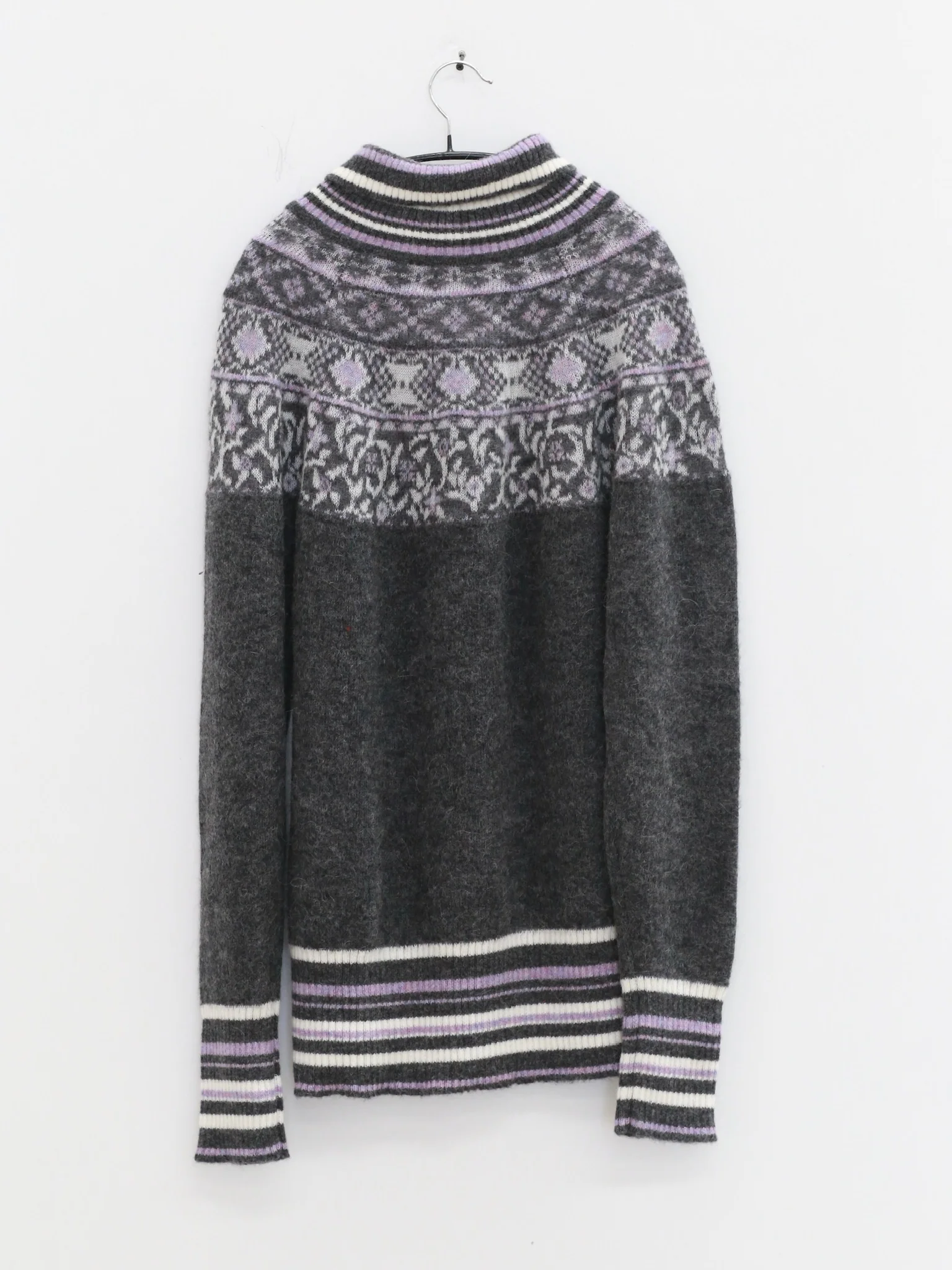 NAN KNITS Fair Isle striped sweatshirt NAN-N25AWJUM09GRA-PINSE colorblock - Image 7