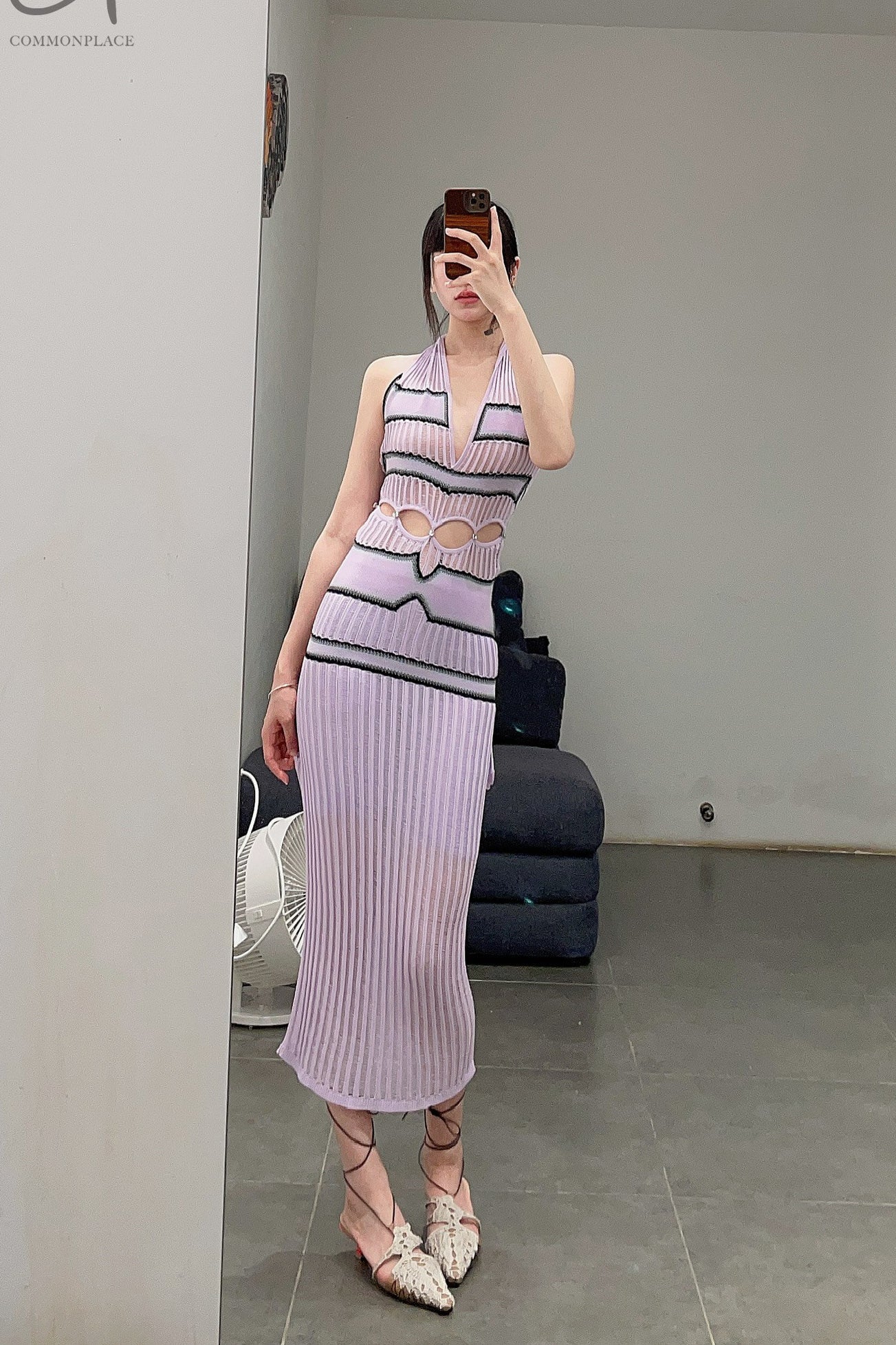 NAN KNITS floating line halterneck dress (with underpants) 22051683 pink - Image 13