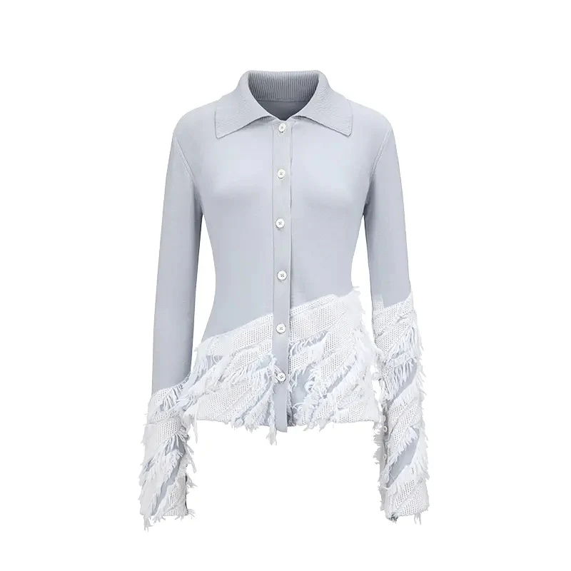 NAN KNITS floating line shirt 22111714 gray