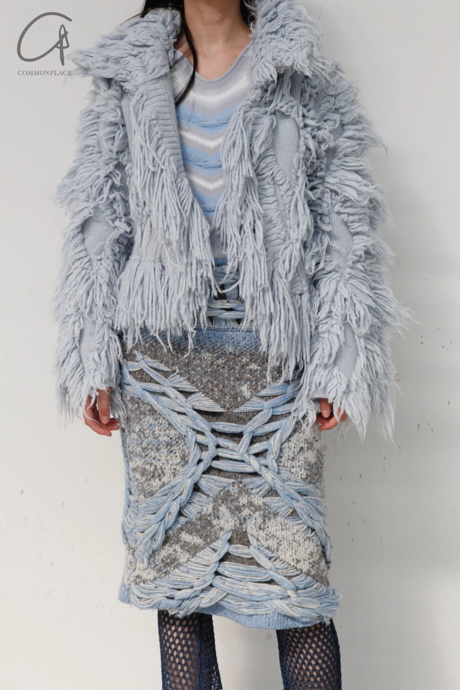 NAN KNITS fur fringe jacket 22111606 light blue - Image 2