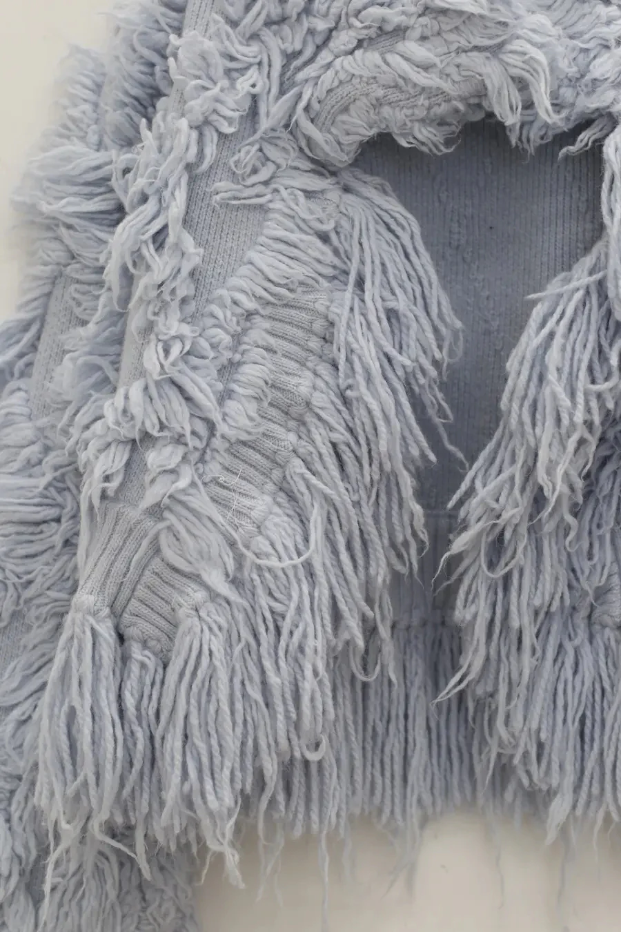 NAN KNITS fur fringe jacket 22111606 light blue - Image 6