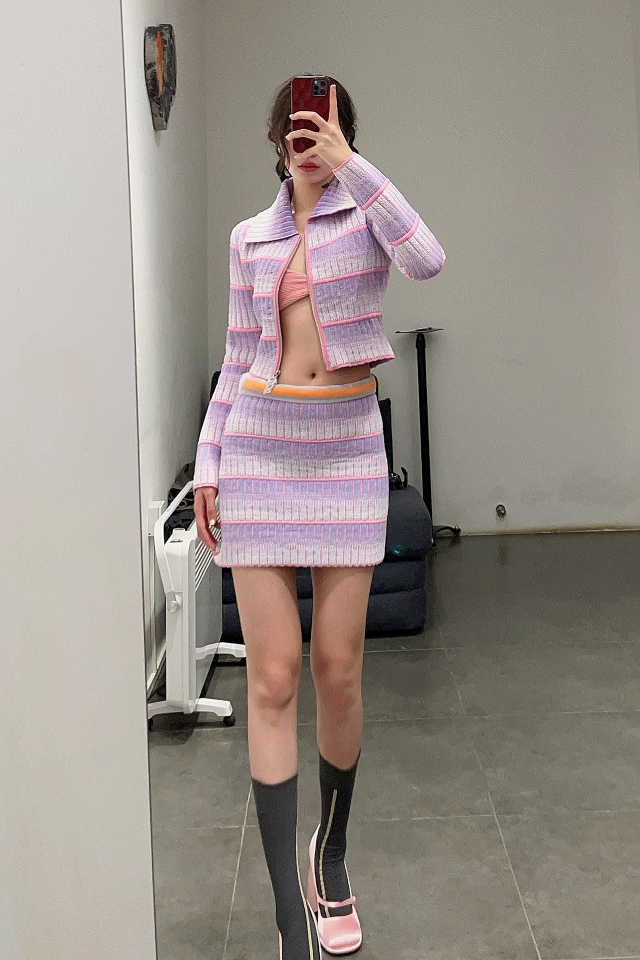 NAN KNITS Gradient Bloated Short Jacket 22011126 Pink - Image 15