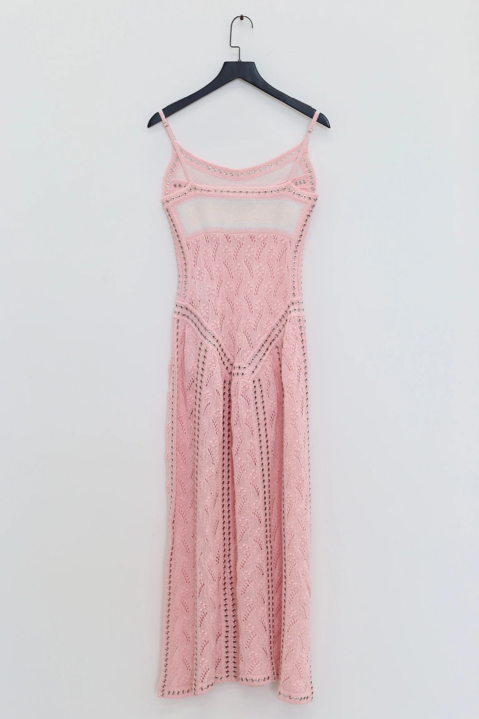 NAN KNITS gradient flower hollow long dress N24SSDR02 light pink - Image 4