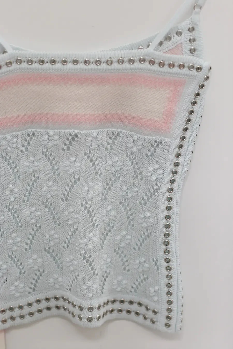 NAN KNITS gradient flower hollow sling NAN-N24SSCAM06-QIANLAN light blue - Image 3