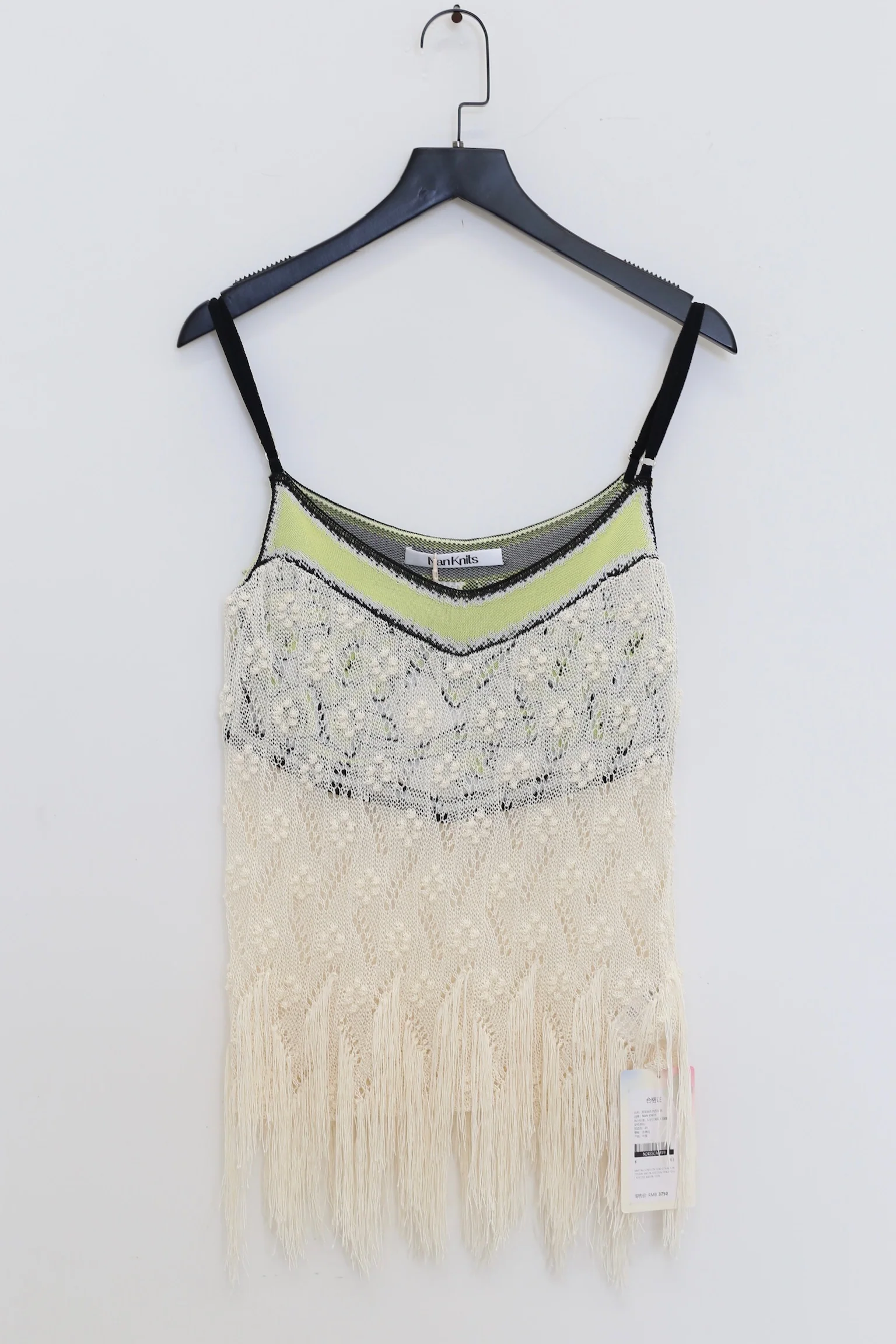NAN KNITS Gradient hole tassel suspender belt N24SSCAM19 off-white