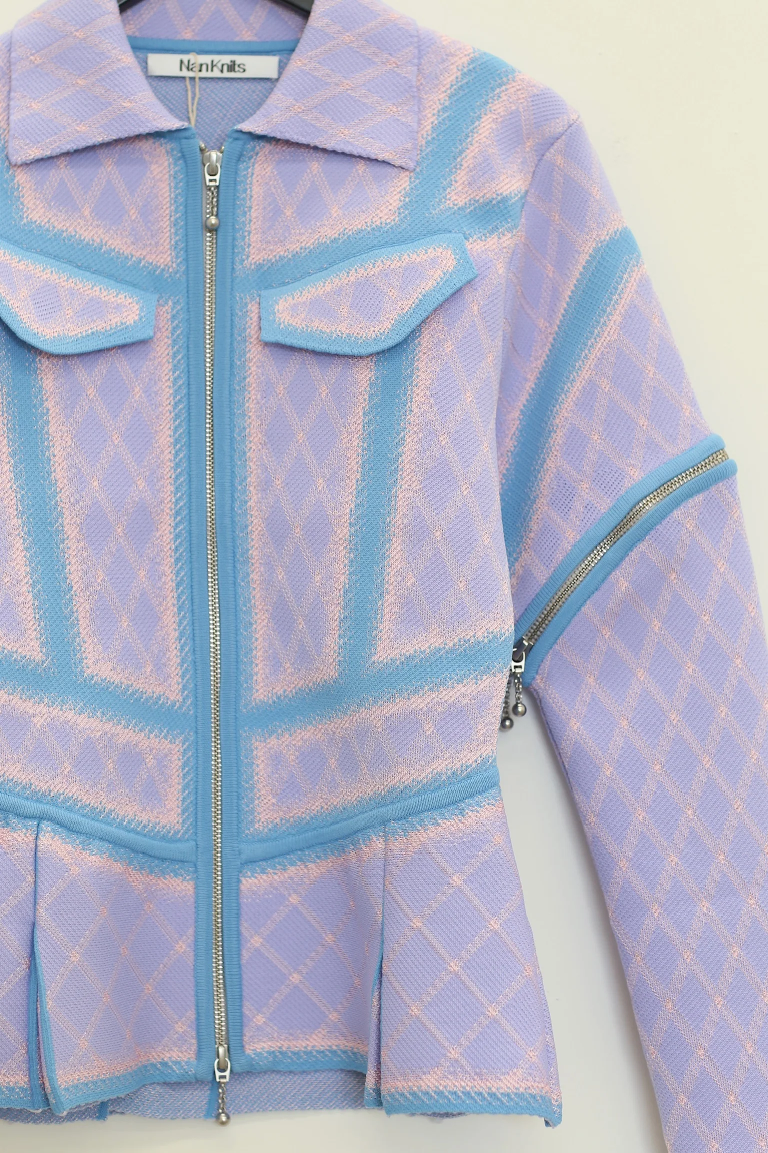 NAN KNITS gradient plaid pleated jacket N24SSJA09 - Image 2