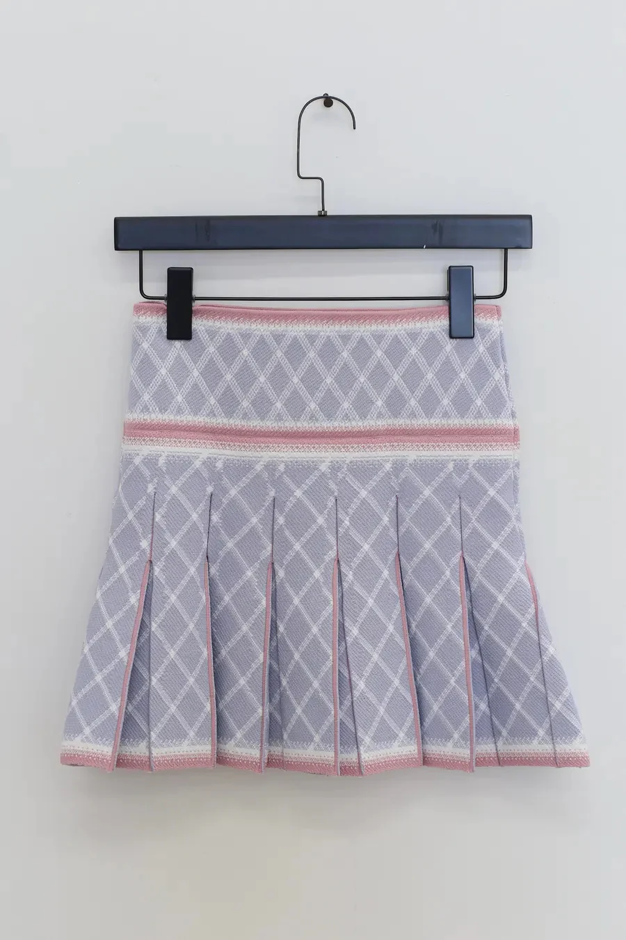 NAN KNITS gradient plaid pleated skirt N24SSSK14-1BLU - Image 4