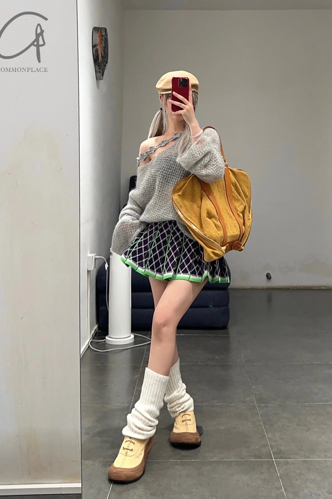 NAN KNITS gradient plaid pleated skirt N24SSSK14-1PUR - Image 11