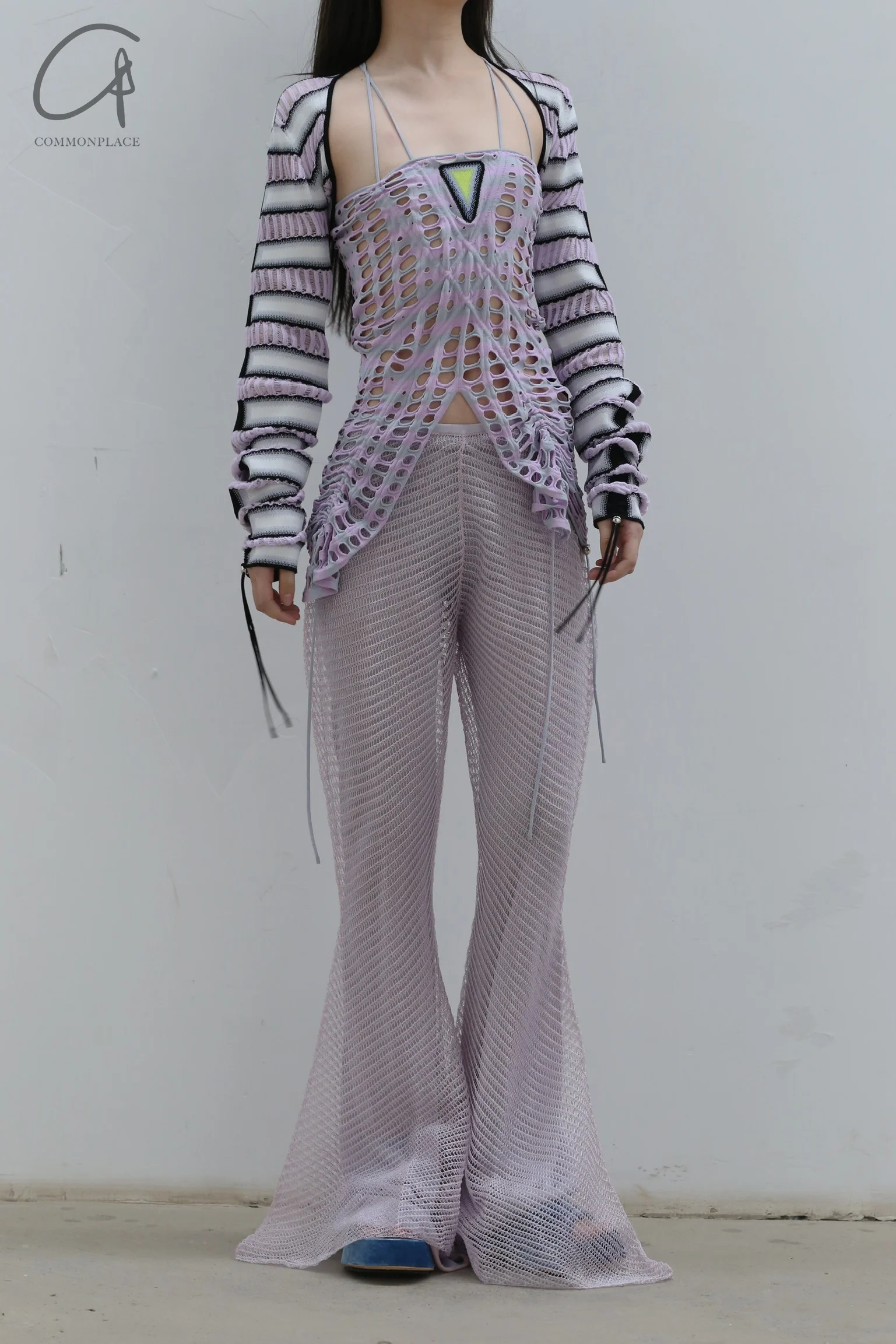 NAN KNITS Gradient Pole Eye Pumping Strip Strike 22051660 Purple Gray - Image 5