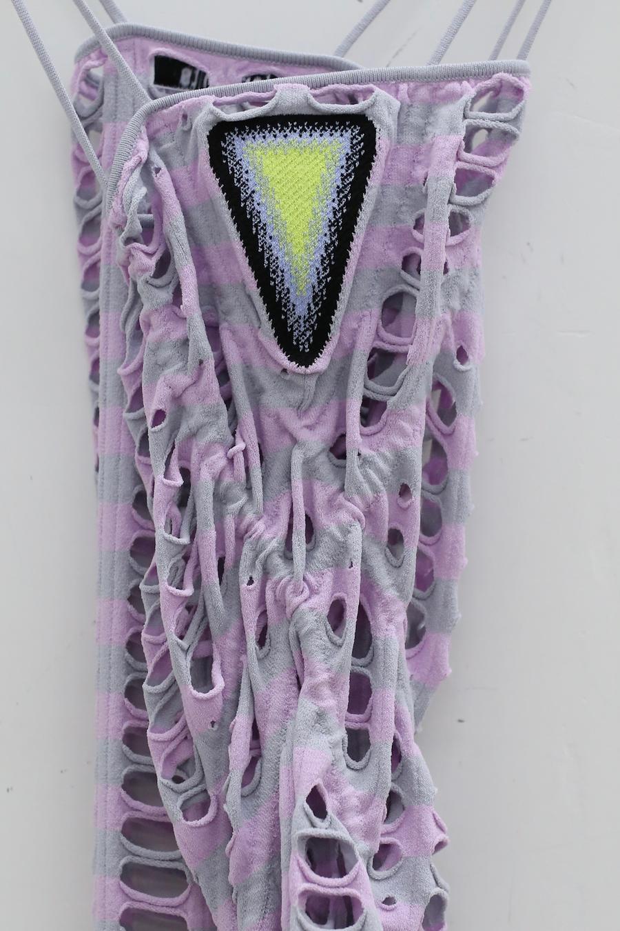 NAN KNITS Gradient Pole Eye Pumping Strip Strike 22051660 Purple Gray - Image 9