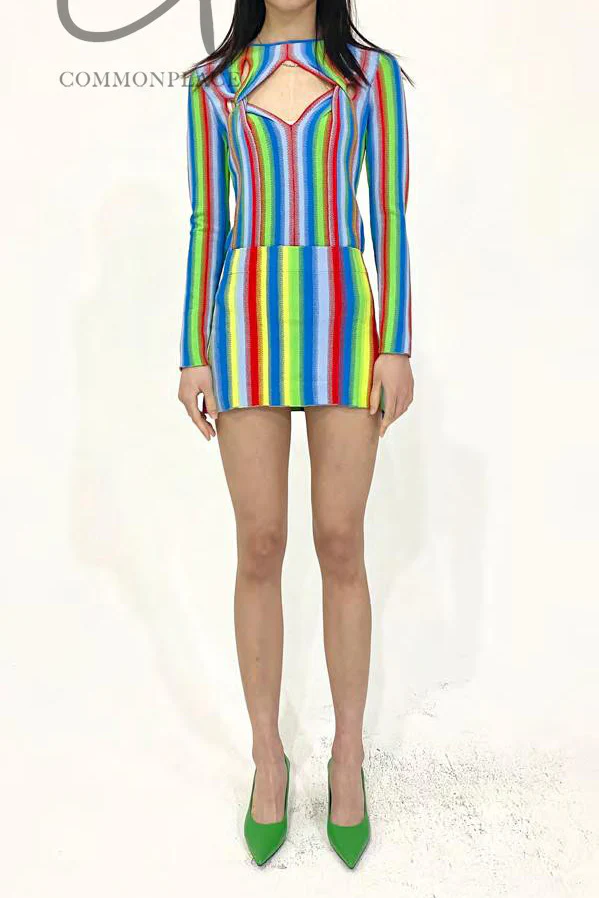 NAN KNITS Gradient Striped Knit Sweater 22011028 Green - Image 6