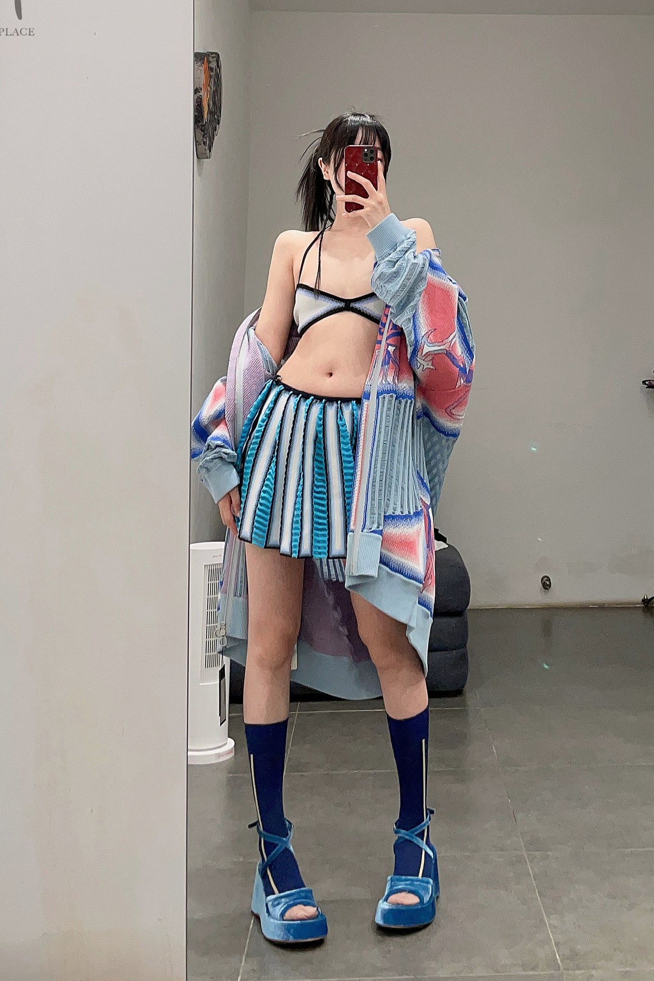 NAN KNITS gradient striped slim skirt 22051747 blue - Image 14