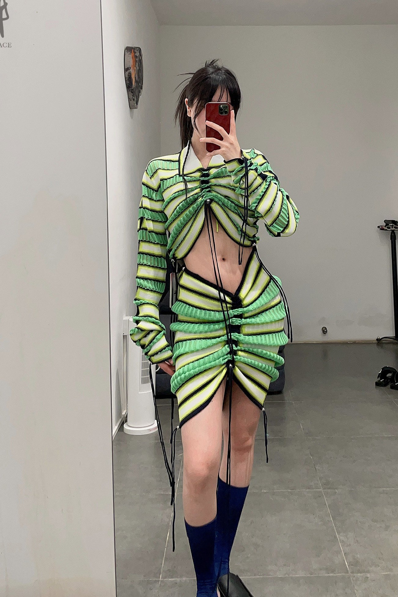NAN KNITS gradient striped strip drawing top 22051754 green fight - Image 10