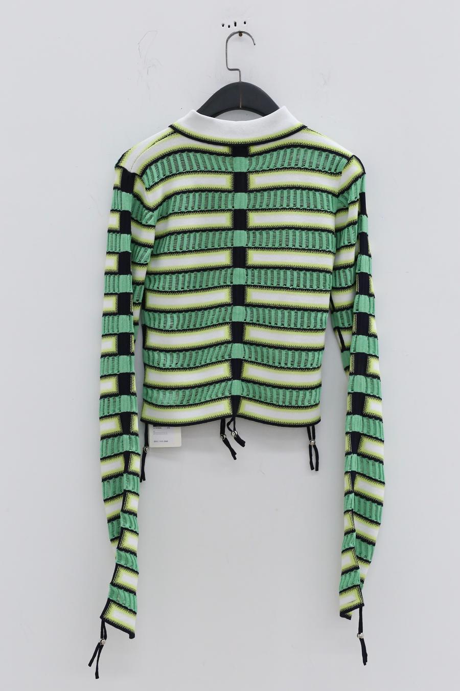 NAN KNITS gradient striped strip drawing top 22051754 green fight - Image 9