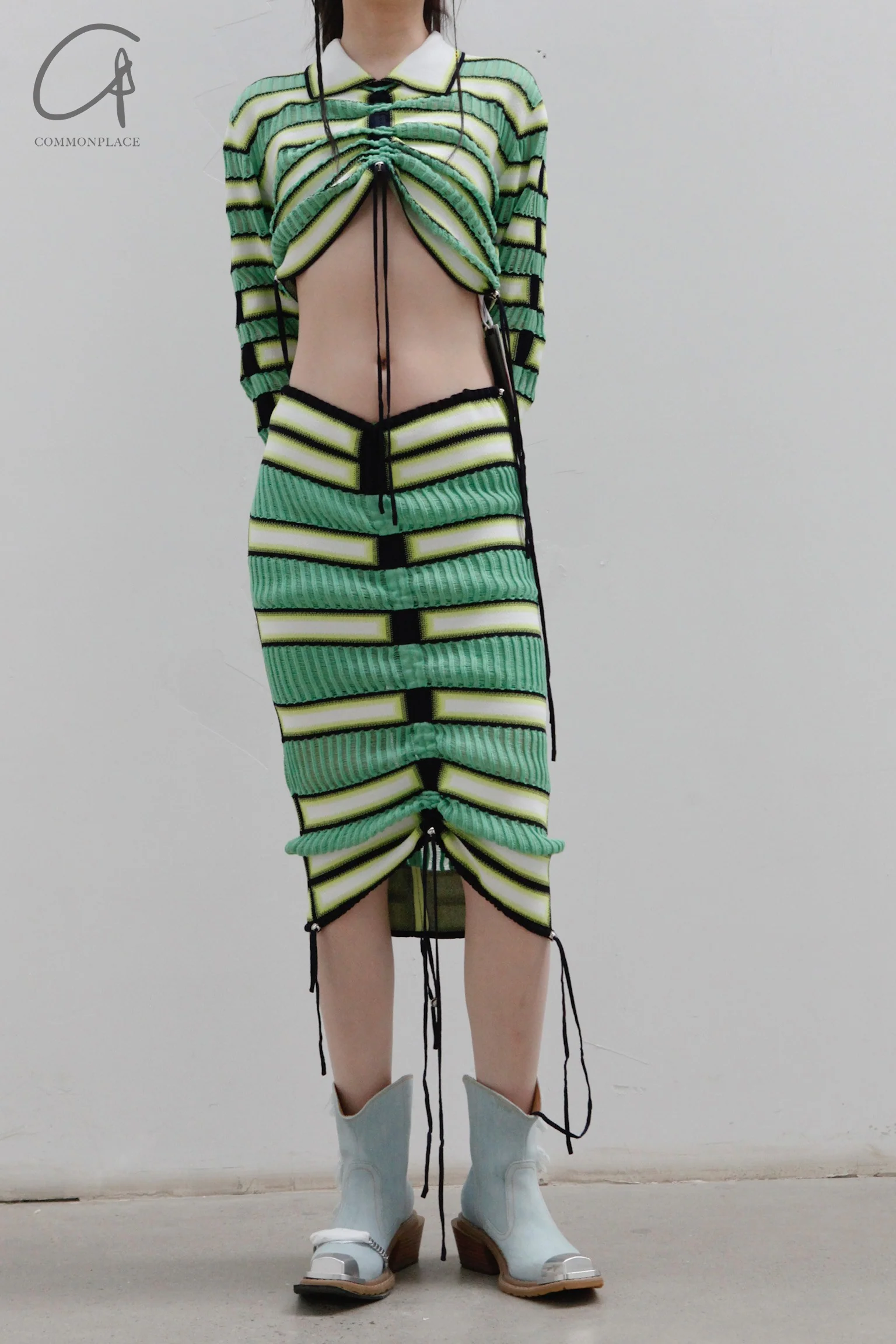 NAN KNITS Gradient striped striped drawing half skirt (with inner) 22051720 color matching - Image 10
