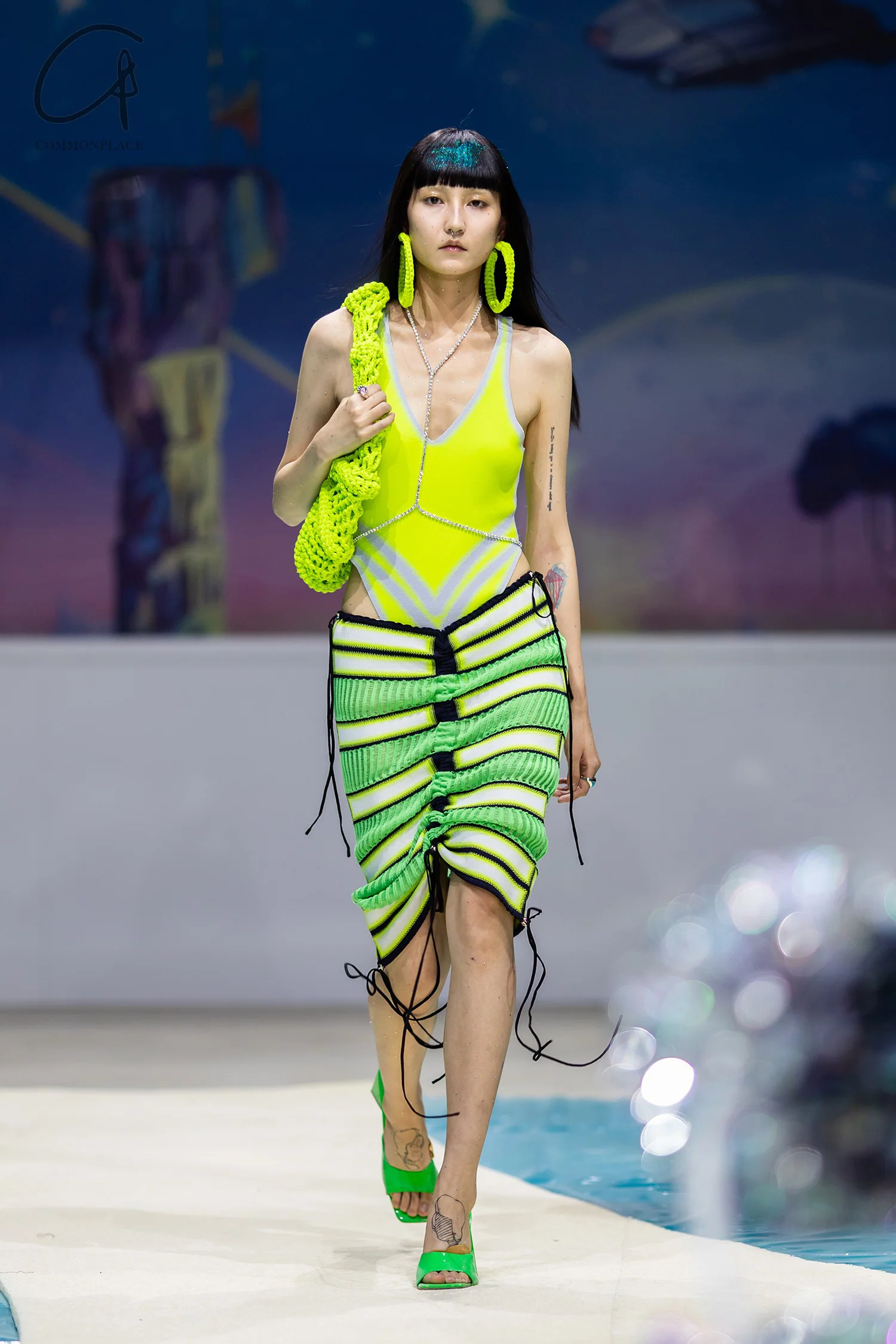 NAN KNITS Gradient striped striped drawing half skirt (with inner) 22051720 color matching - Image 18