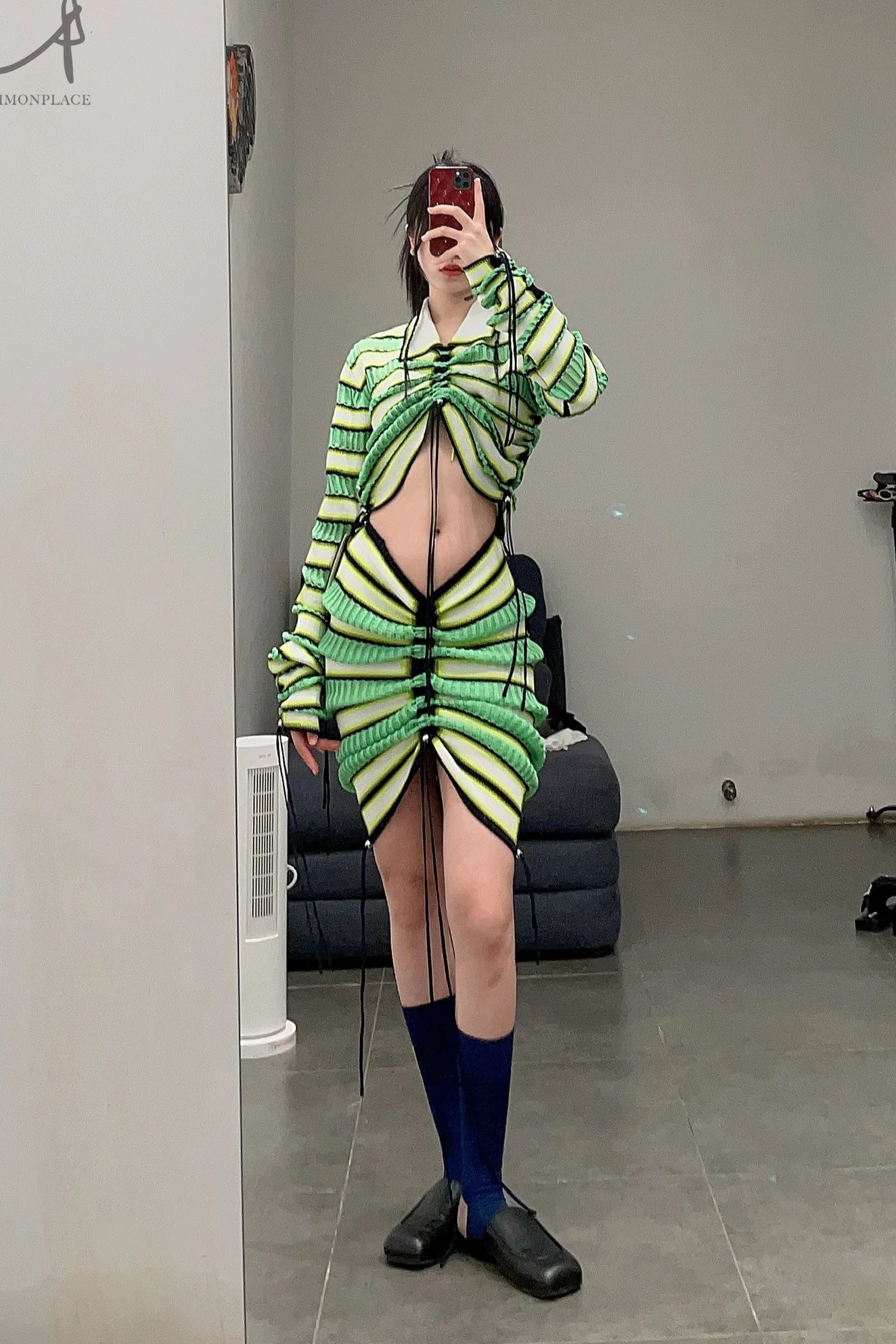 NAN KNITS Gradient striped striped drawing half skirt (with inner) 22051720 color matching - Image 23