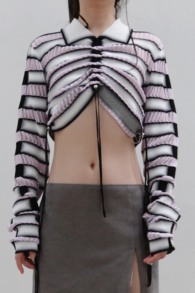 NAN KNITS gradient striped striped drawing top 22051754 color fight